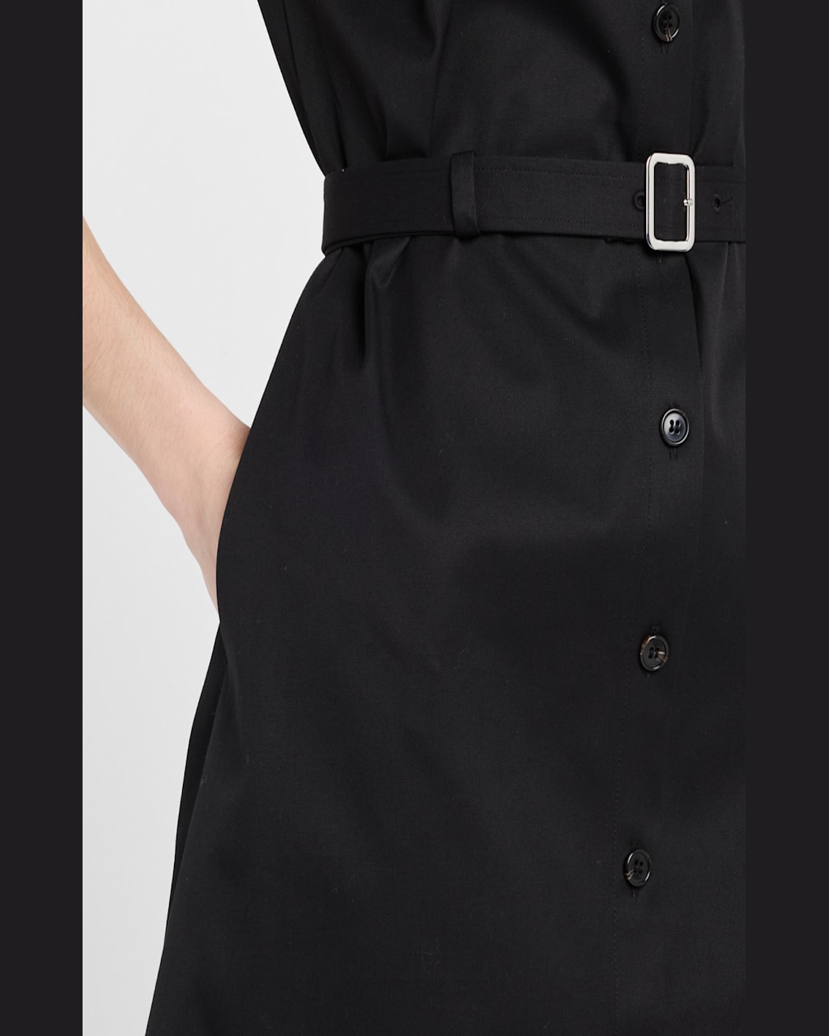 Theory Short-sleeve Military Chino Midi Dress In Black