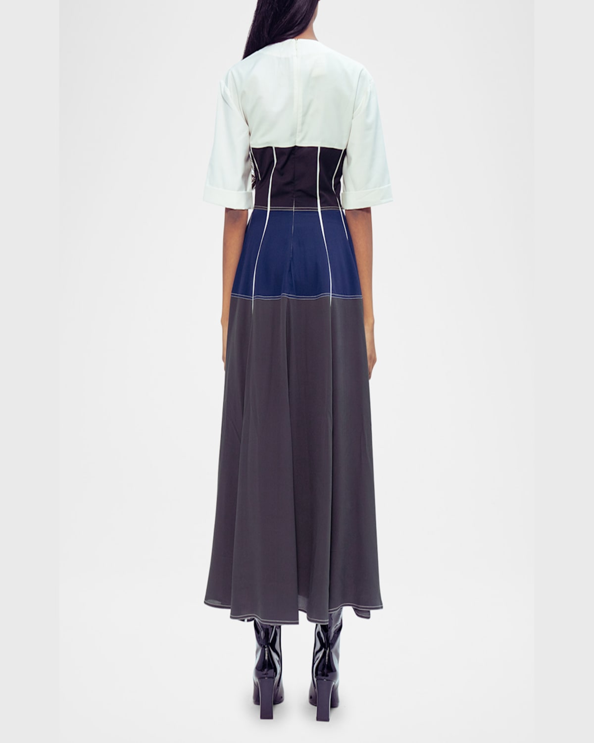 Lovebirds Beatrix Colorblock A-line Midi Dress In Kale