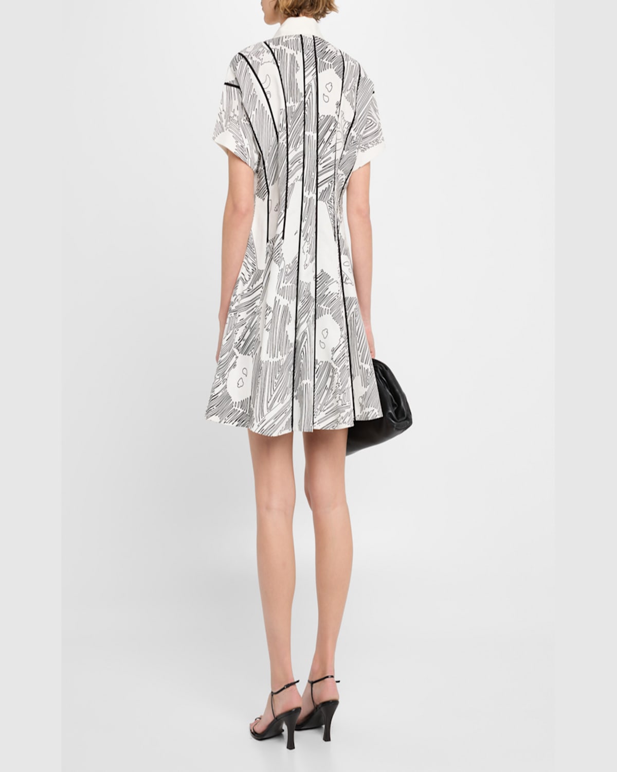 Lovebirds Glen Sketch-print Linen Mini Shirtdress In Ivory Foliage Print