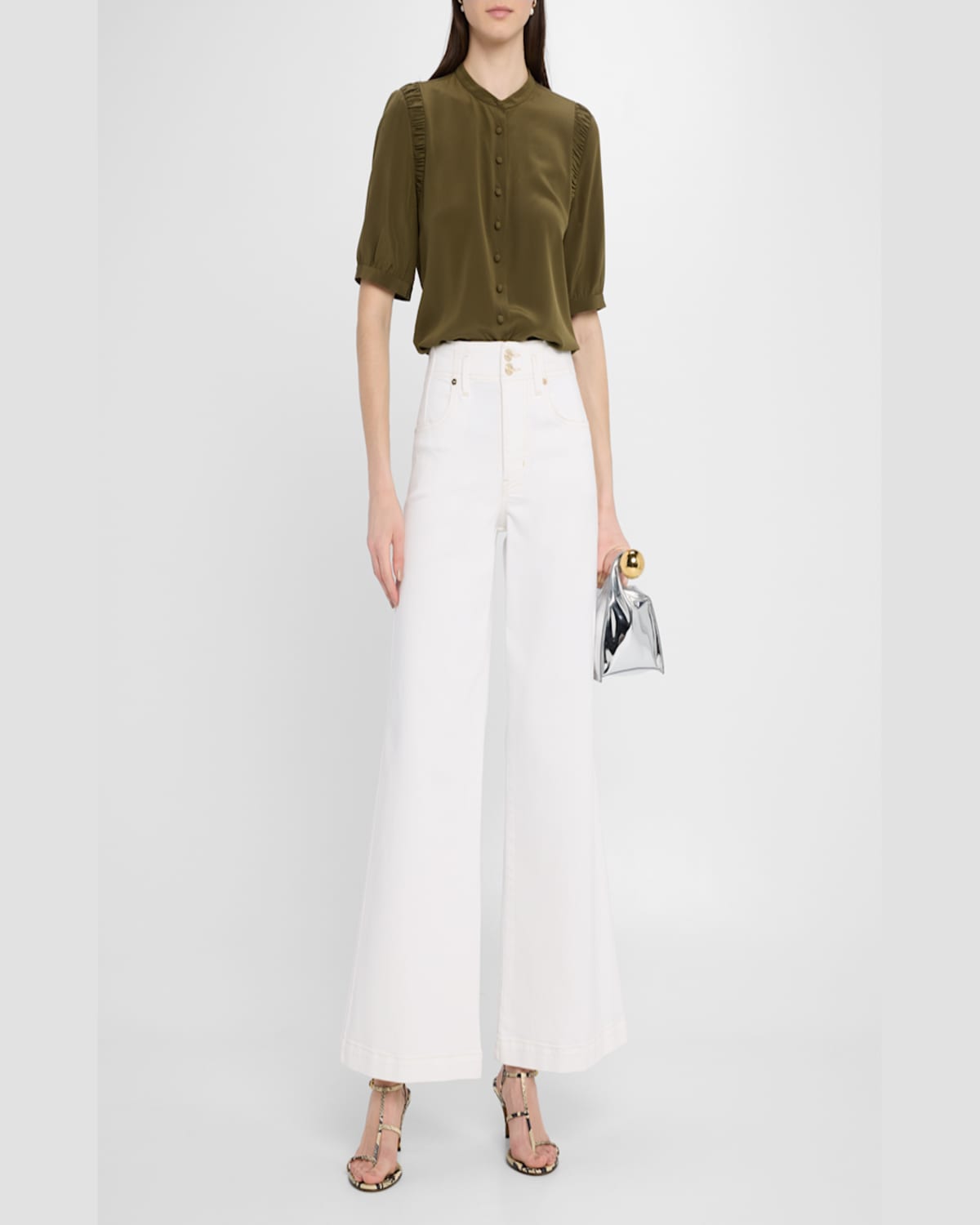 Frame The Seamed Wide Leg Trouser Jeans In Au Natural Clean