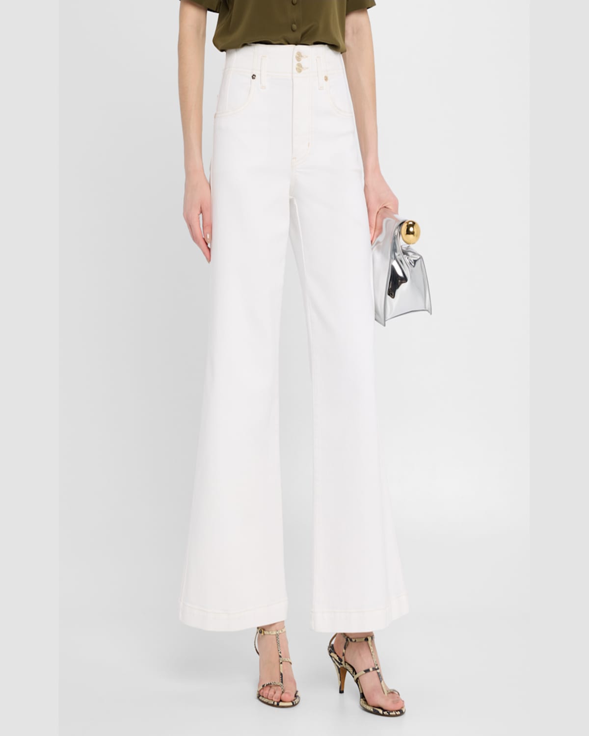 Frame The Seamed Wide Leg Trouser Jeans In Au Natural Clean