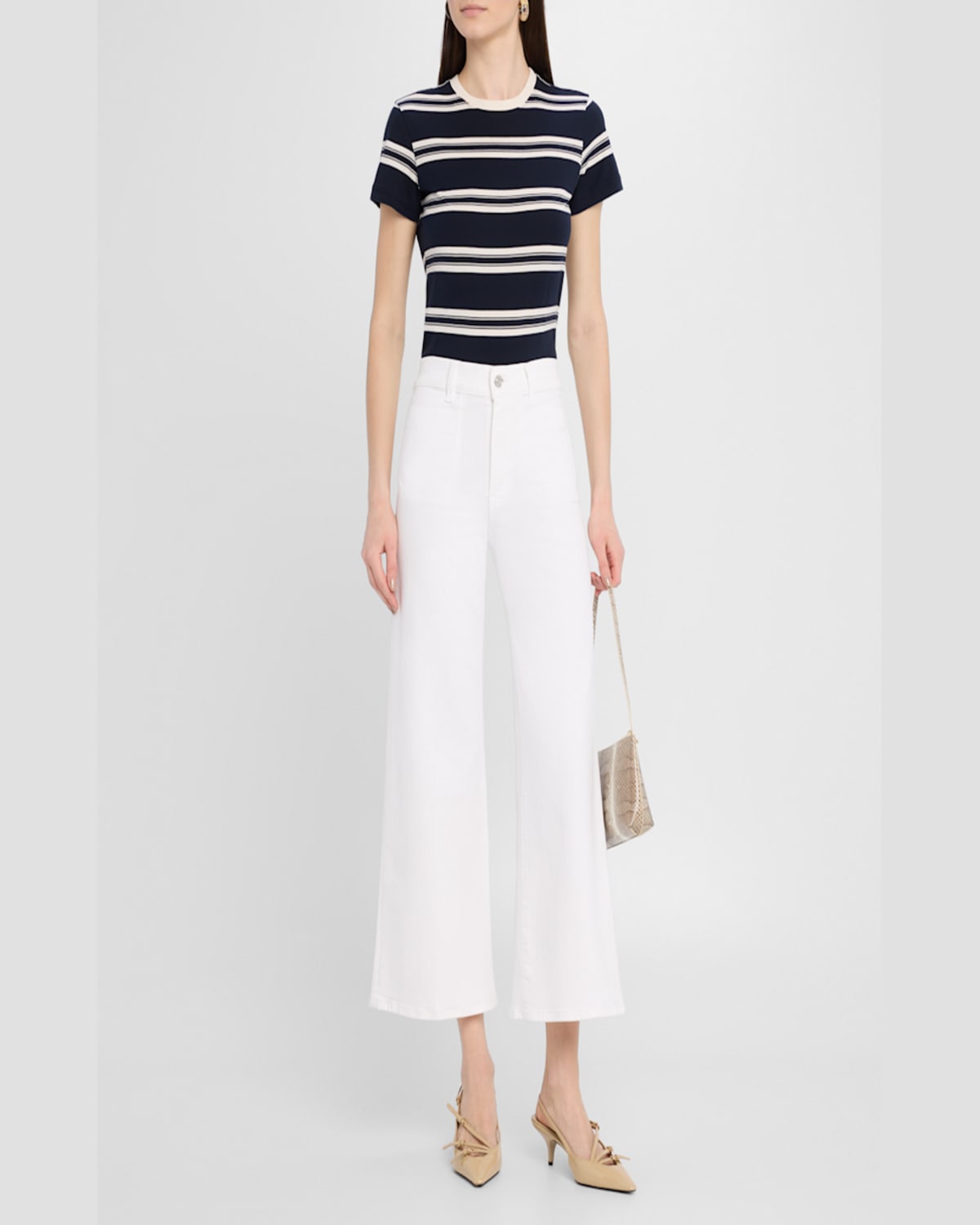 Shop Frame Pixie Slim Palazzo Jeans In White