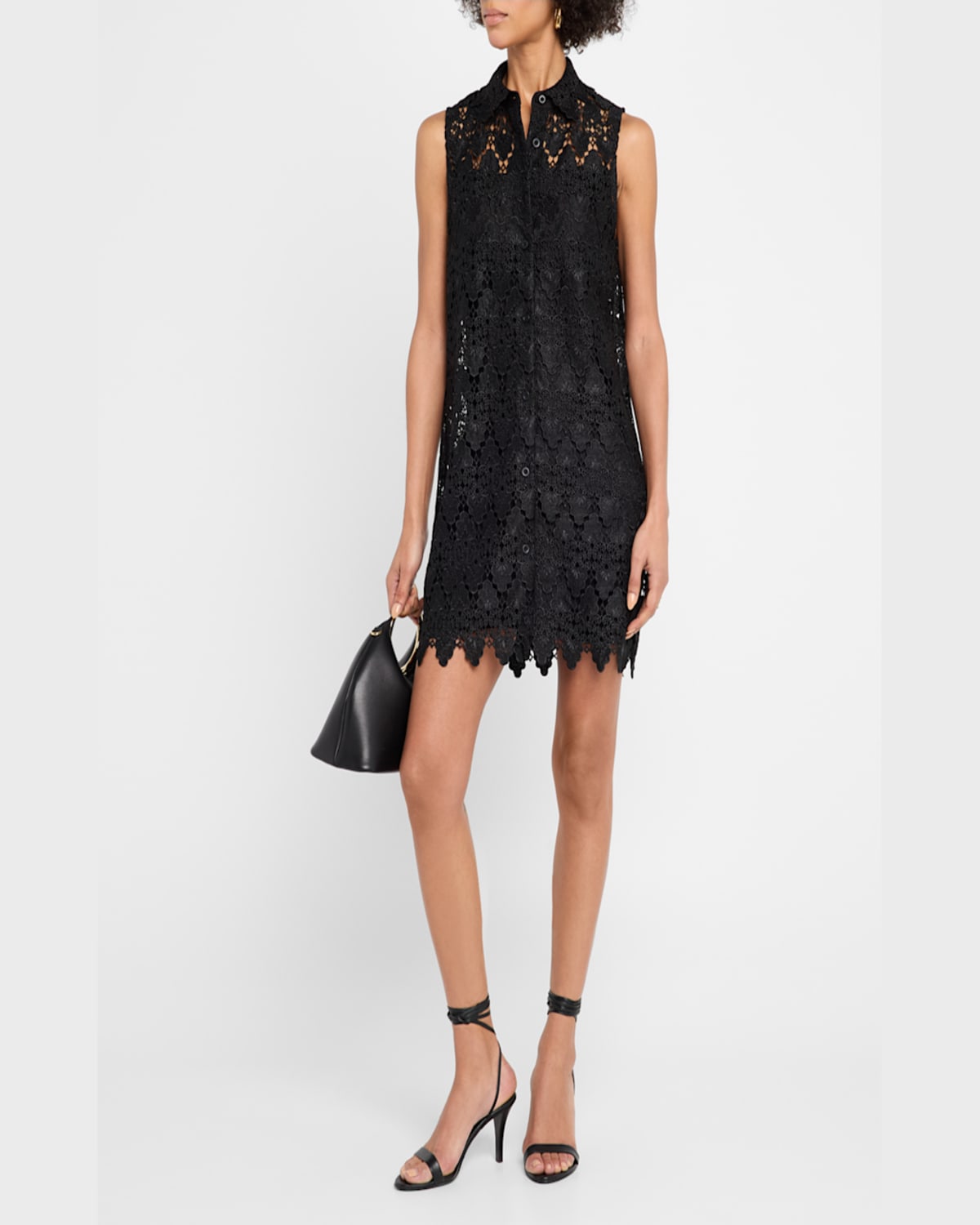 Frame The Deco Lace Mini Dress In Black