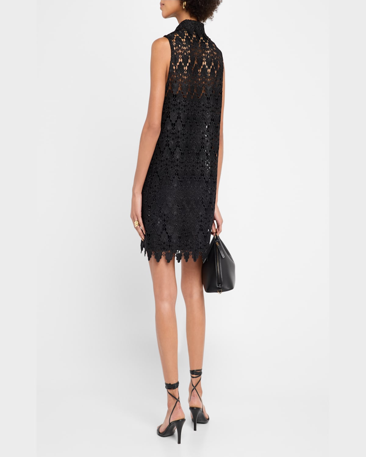 Frame The Deco Lace Mini Dress In Black