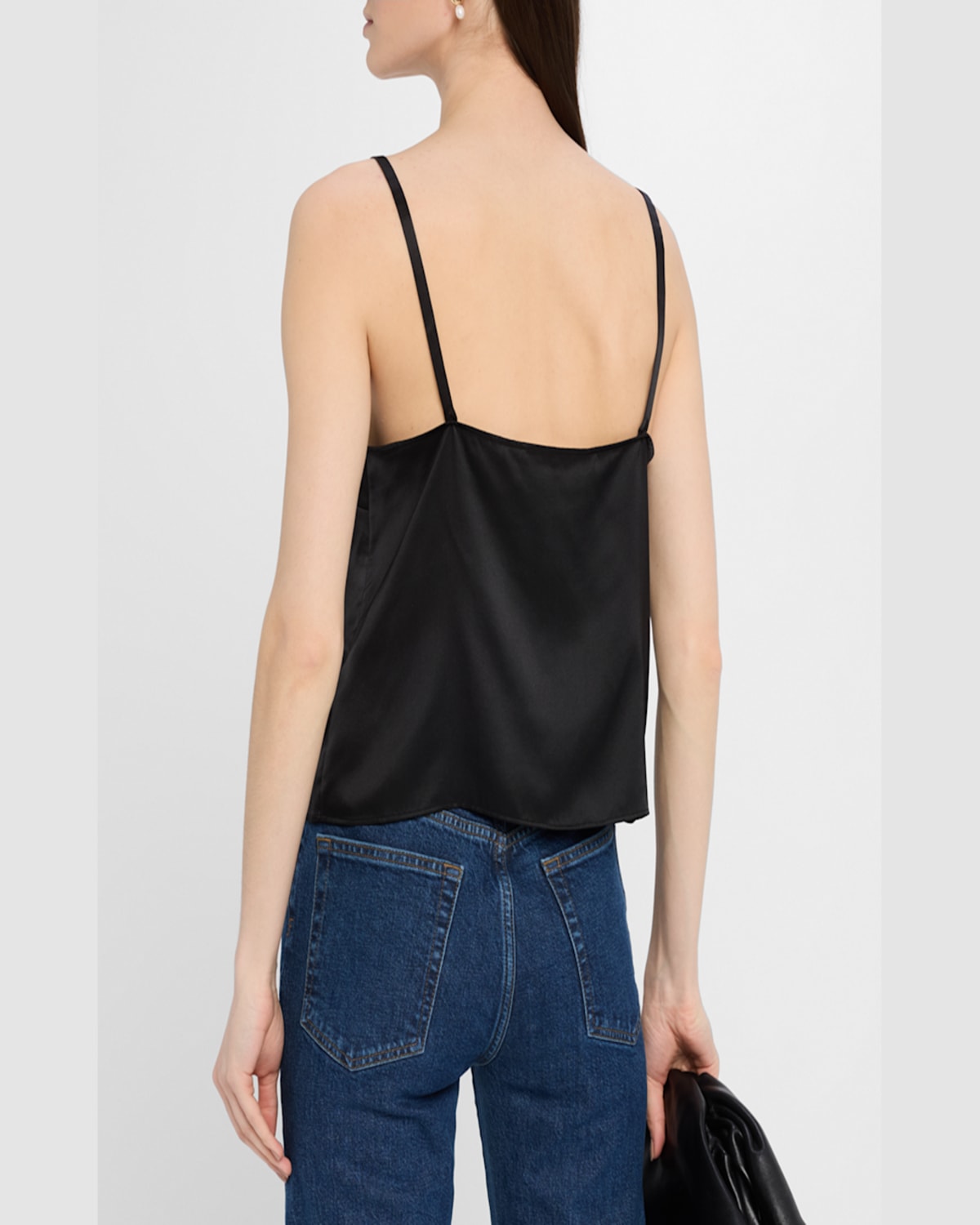 Frame Split Front Crop Silk Camisole In Black