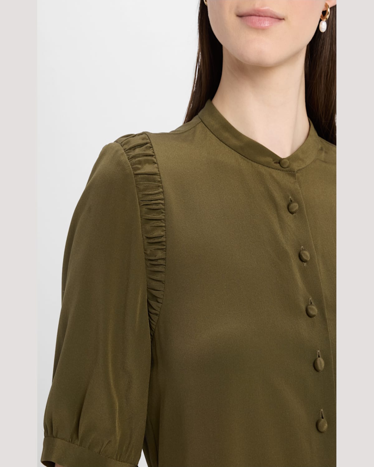 FRAME THE SILK GATHERED TOP 
