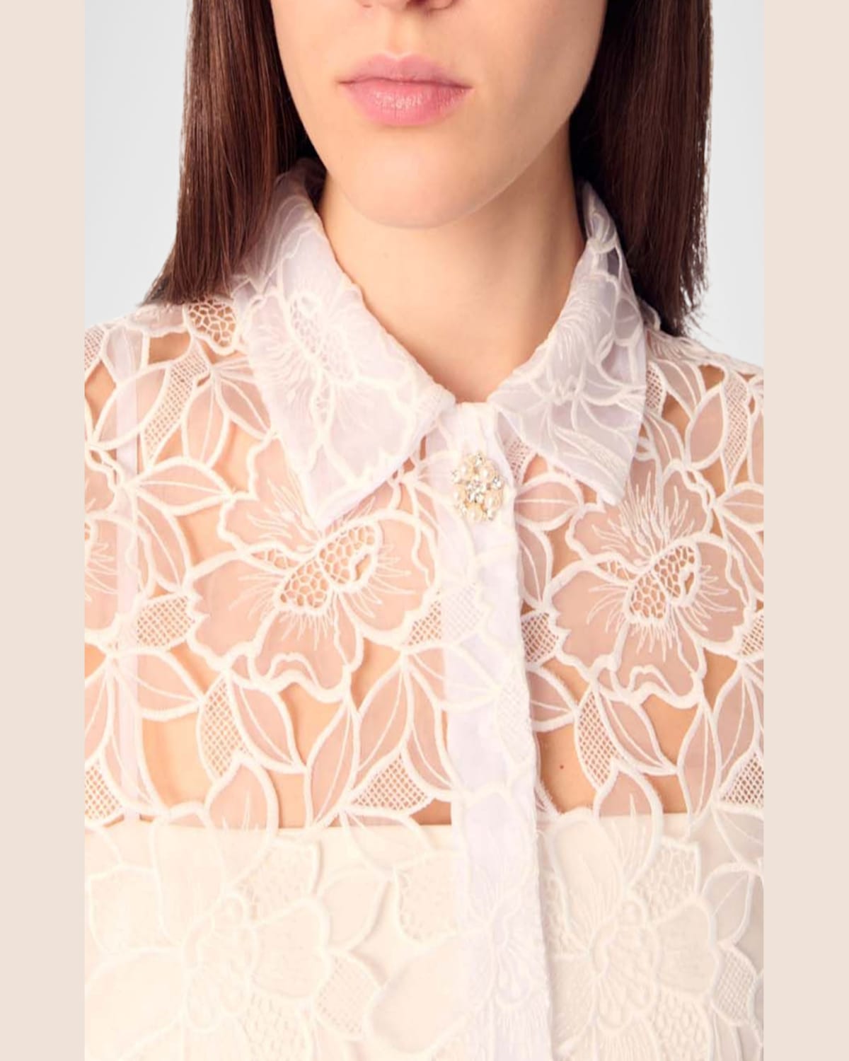 Maje Ciblanche Lace Guipure Button-front Shirt In White
