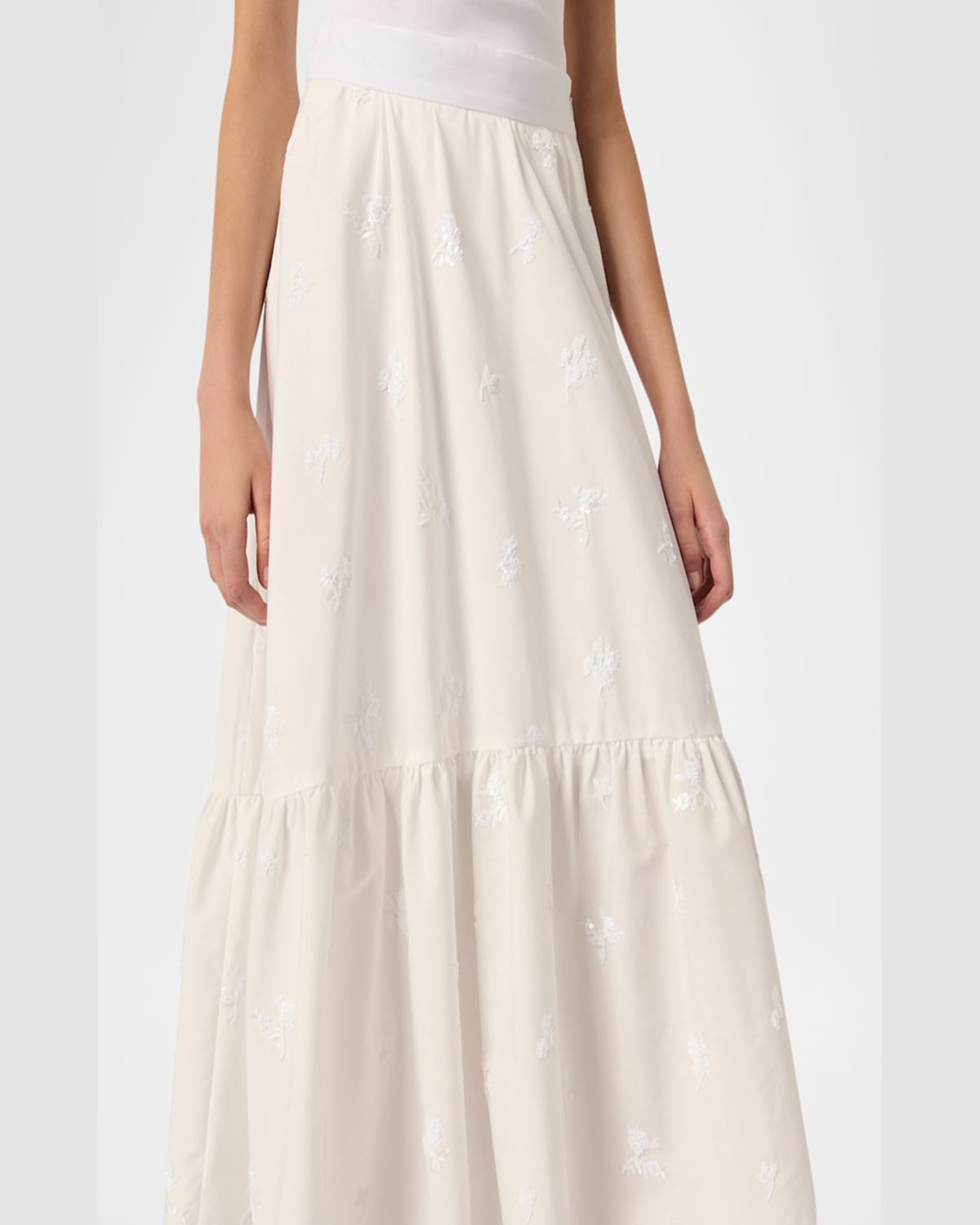 Maje Womens Blanc Sequin-embellished Curved-hem Woven Midi Skirt In White
