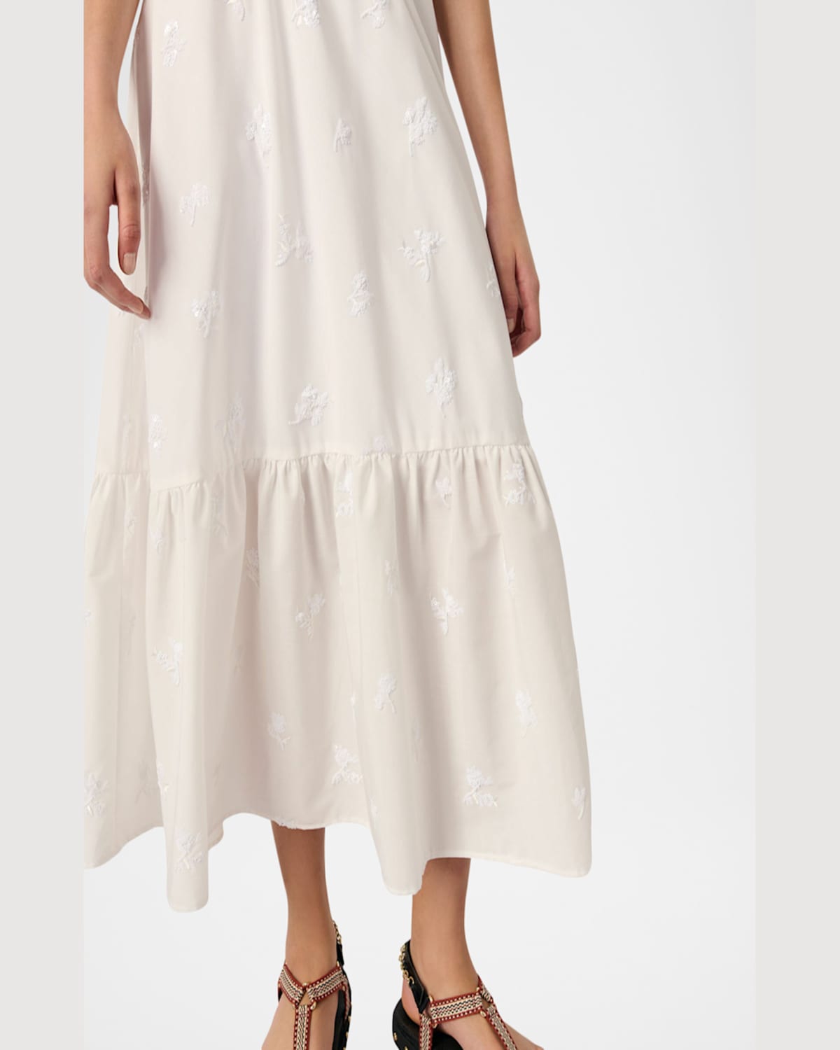 Maje Womens Blanc Sequin-embellished Curved-hem Woven Midi Skirt In White