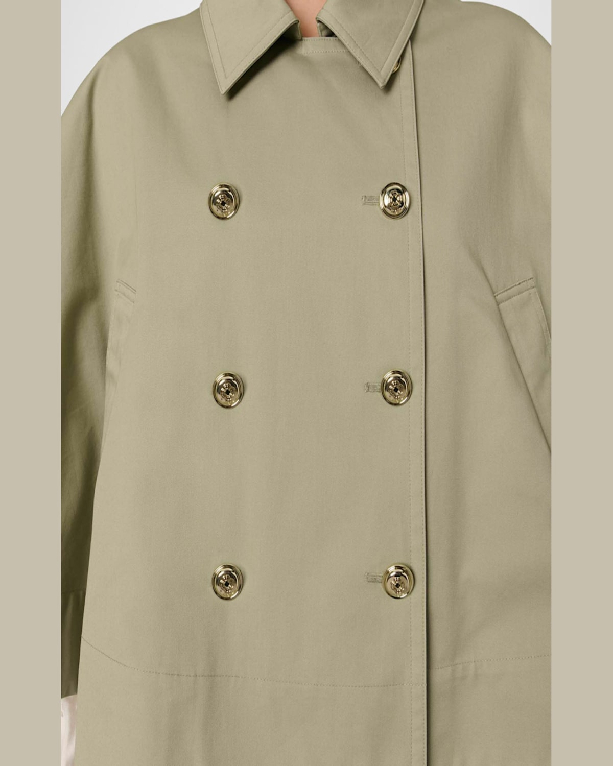 Maje Gecapi Cape-effect Short Trench Coat In Khaki