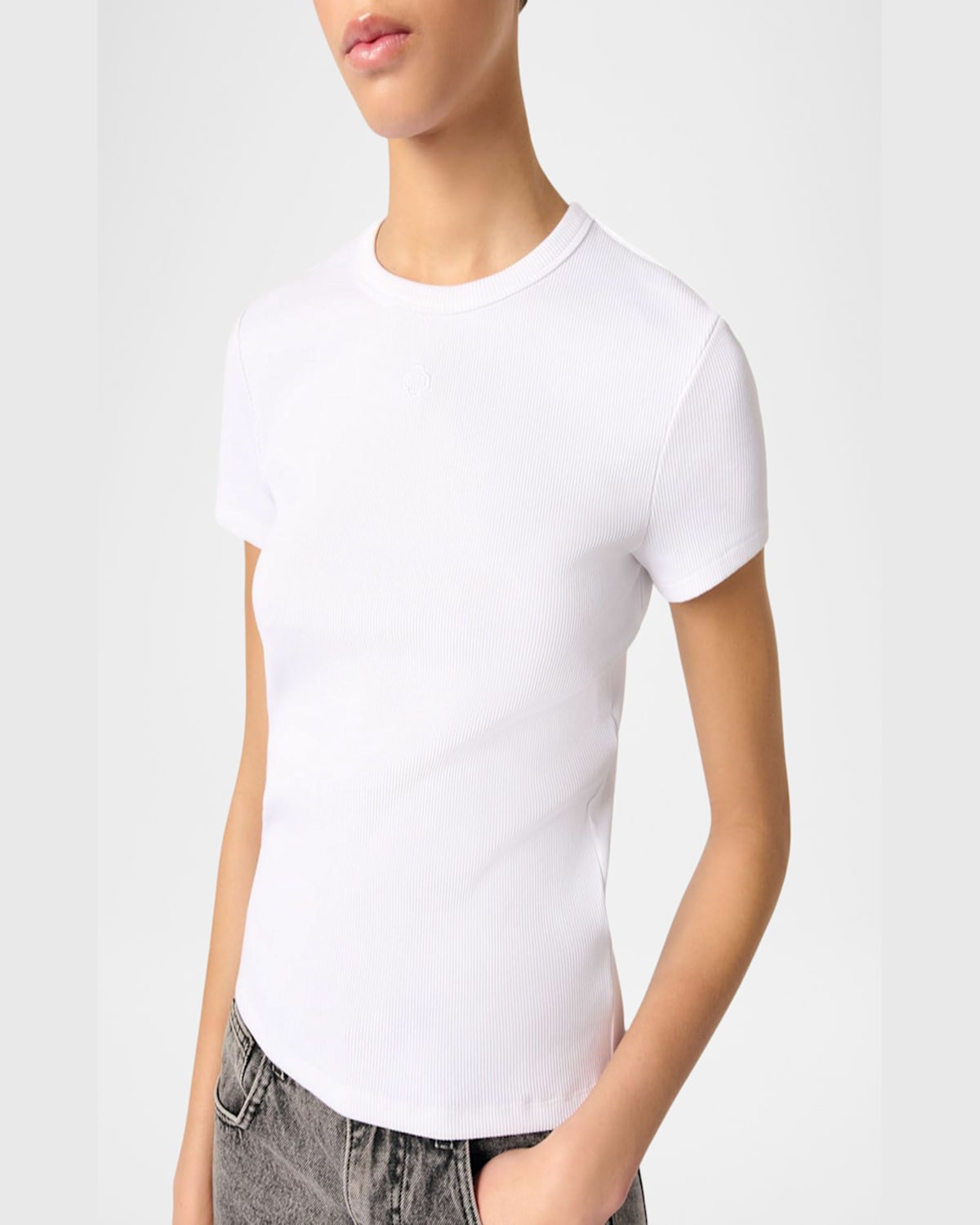 Maje Tono Crewneck T-shirt In White