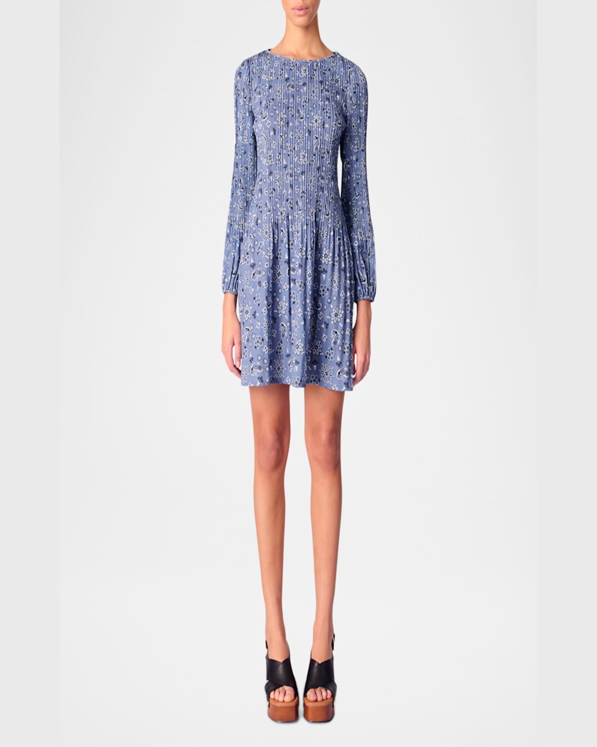 MAJE ROCKINANA PLEATED BANDANA MINI DRESS 