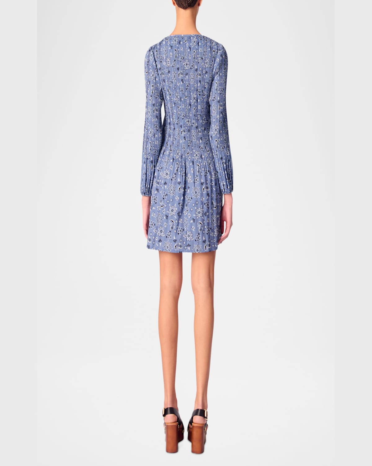 Shop Maje Rockinana Pleated Bandana Mini Dress In Blue Bandana Print