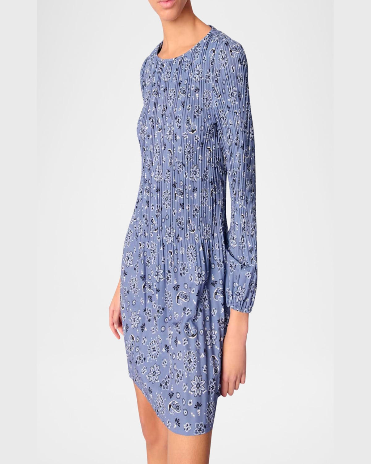 Shop Maje Rockinana Pleated Bandana Mini Dress In Blue Bandana Print