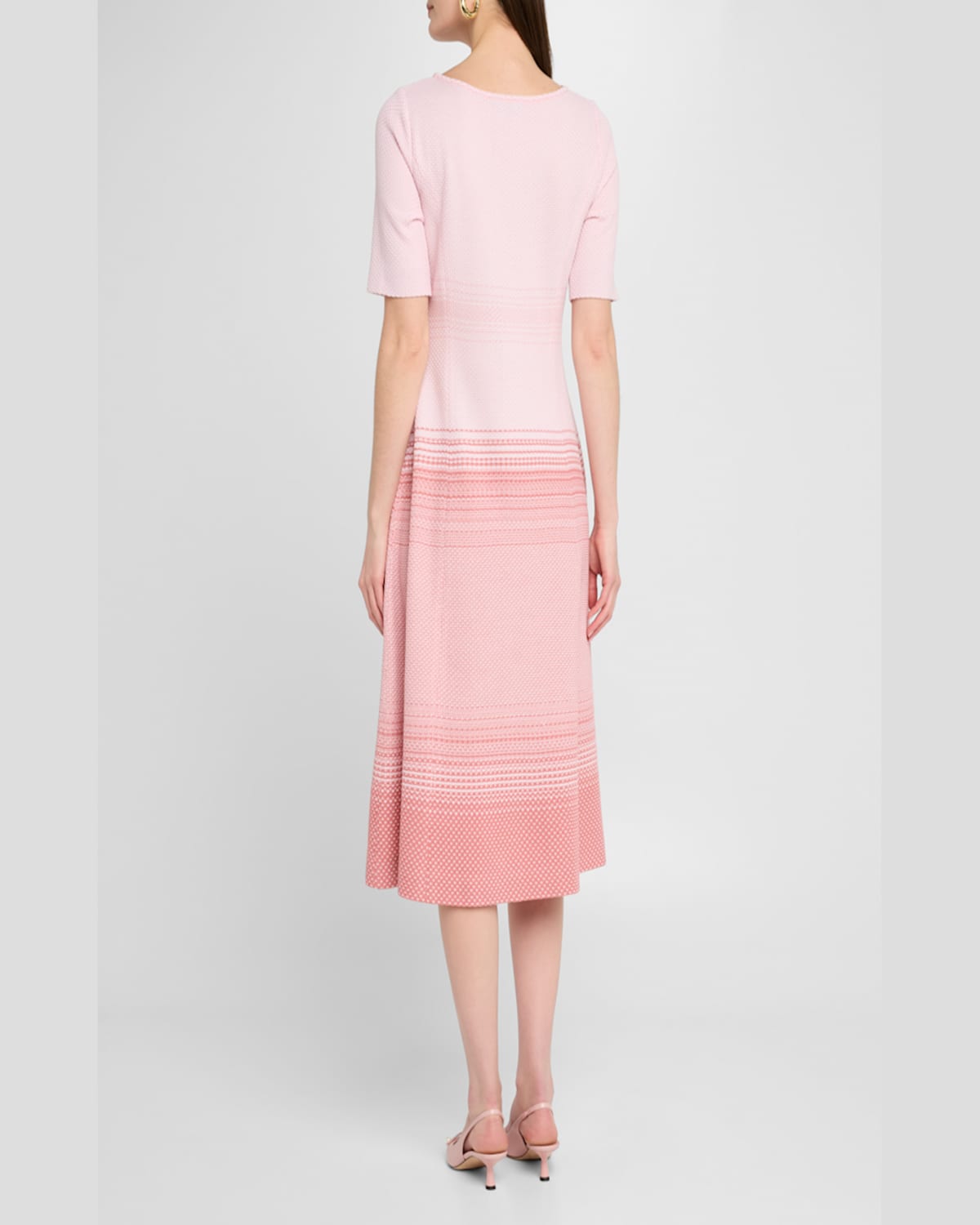 Misook A Line Ombre Midi Dress In Soft Blush/honey Suckle/white