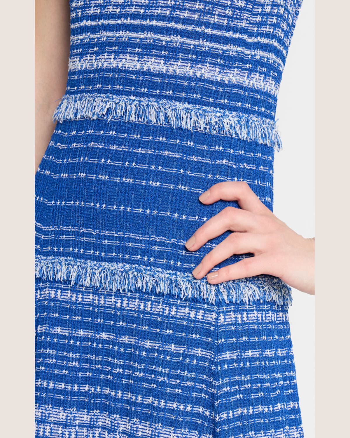 Shop Misook Modern-fit Melange Tweed Knit Midi Dress In Aegean Blue/aquatic/white