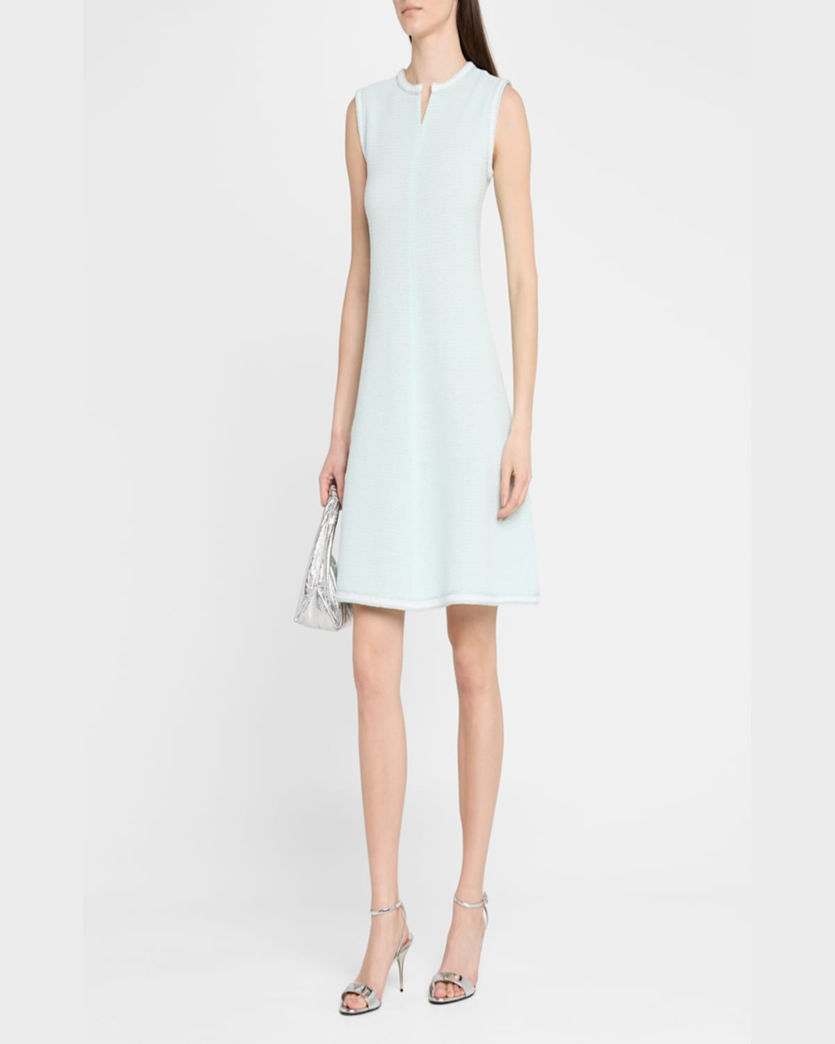 Misook Modern Fit A-line Knit Dress In Aquatic/white