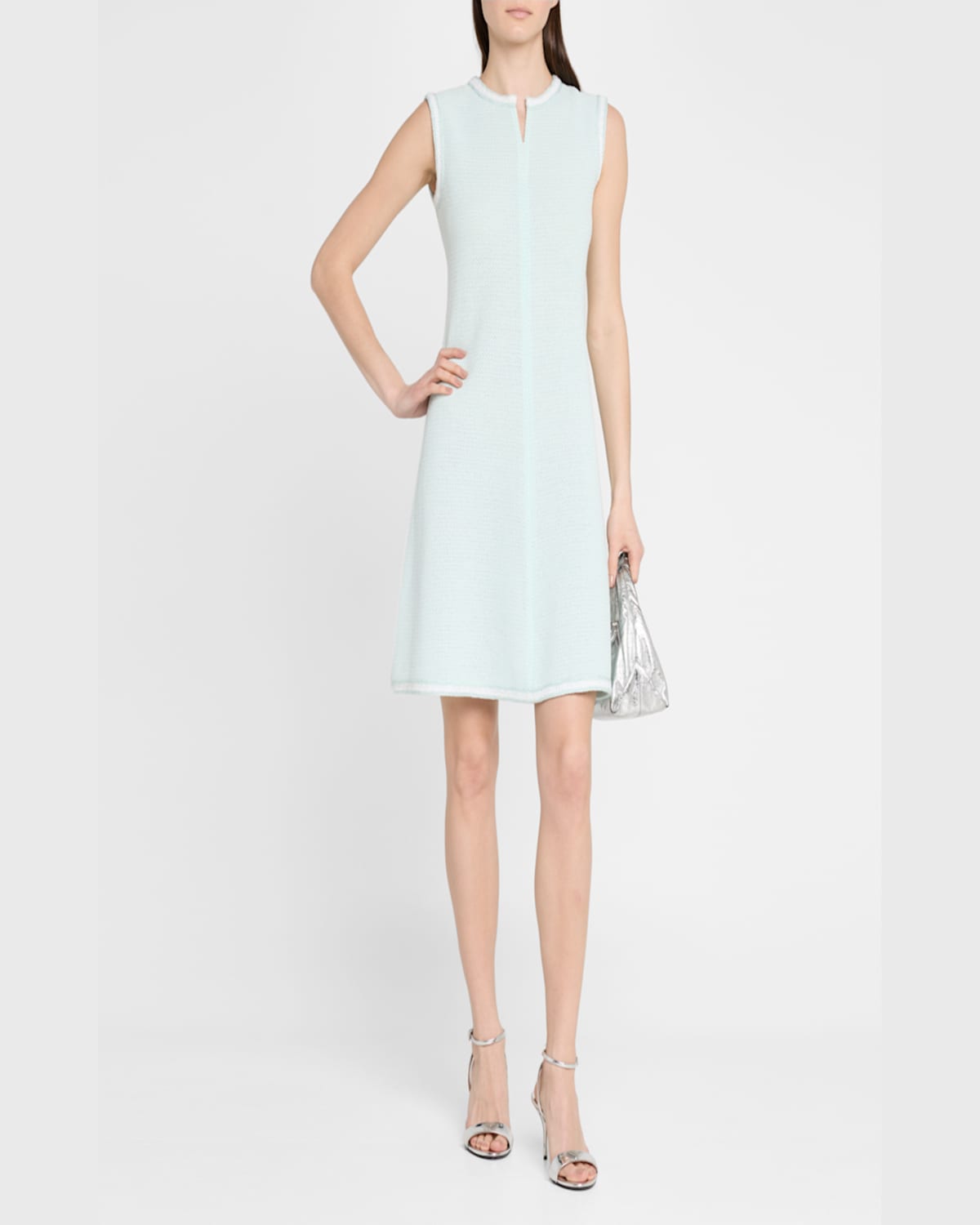 Misook Modern Fit A-line Knit Dress In Aquatic/white