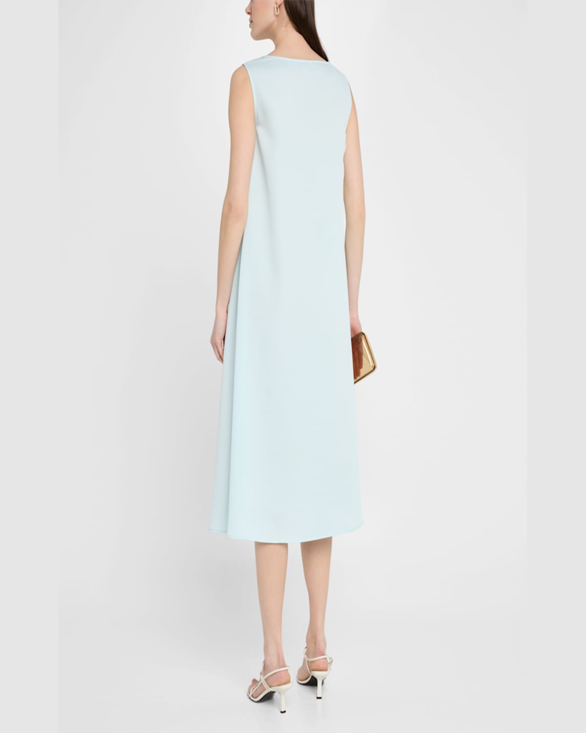 Misook Modern Fit Floral Embroidery Midi Dress In Aquatic/aegean Blue/peach Blossom/biscotti/white