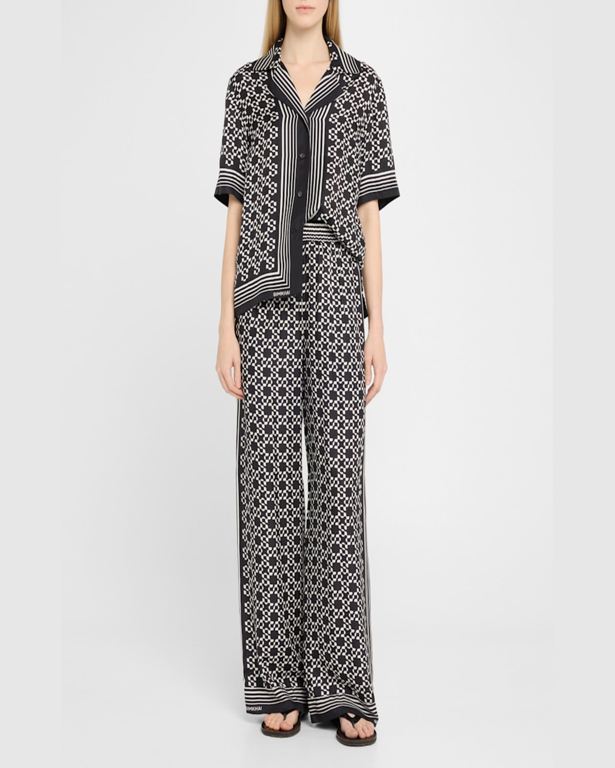 Shop Simkhai Koda Button-front Shirt In Sand