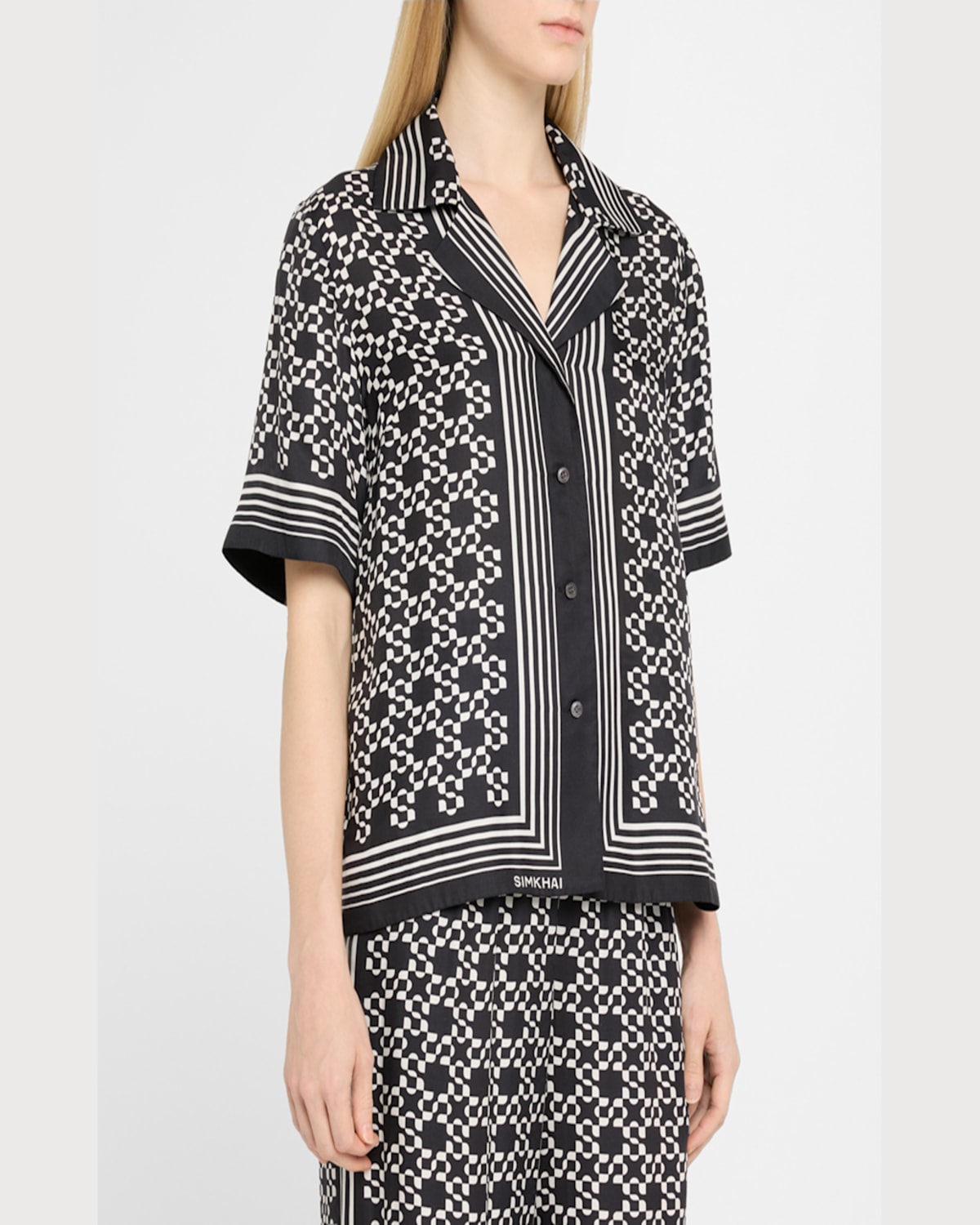 Shop Simkhai Koda Button-front Shirt In Sand