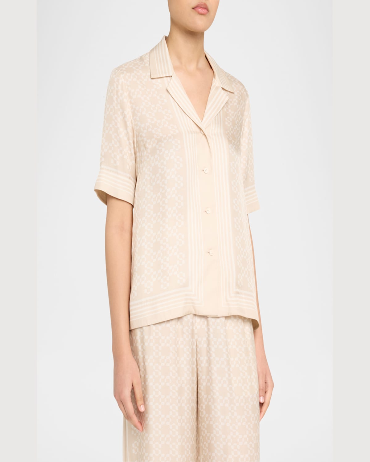 Shop Simkhai Koda Button-front Shirt In Sand