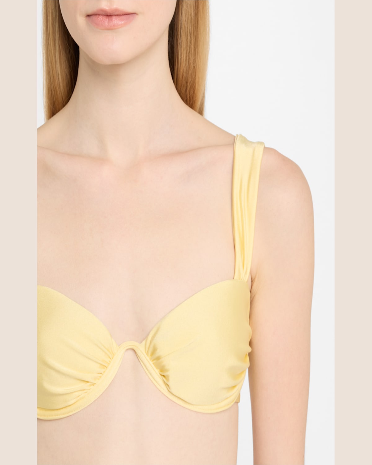 Simkhai Anniston Ruched Bikini Top In Fiery Red