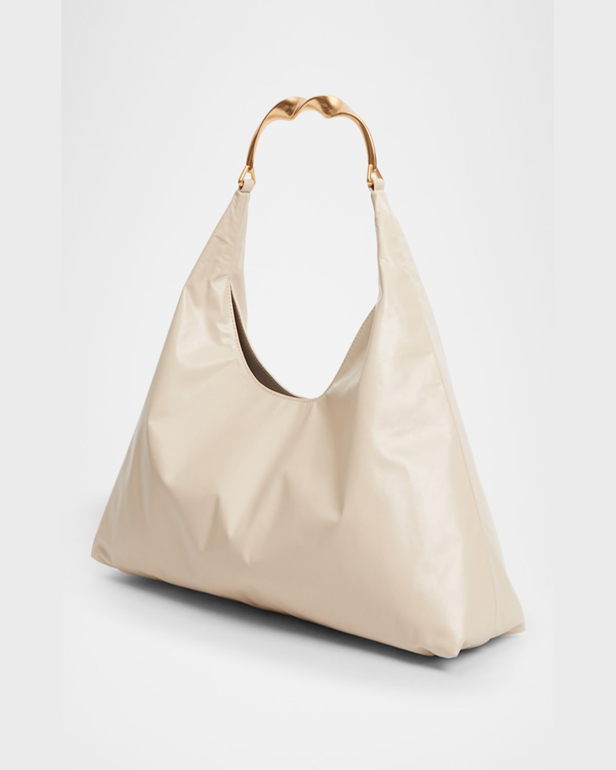 Simkhai Twist Leather Hobo Bag In Sand