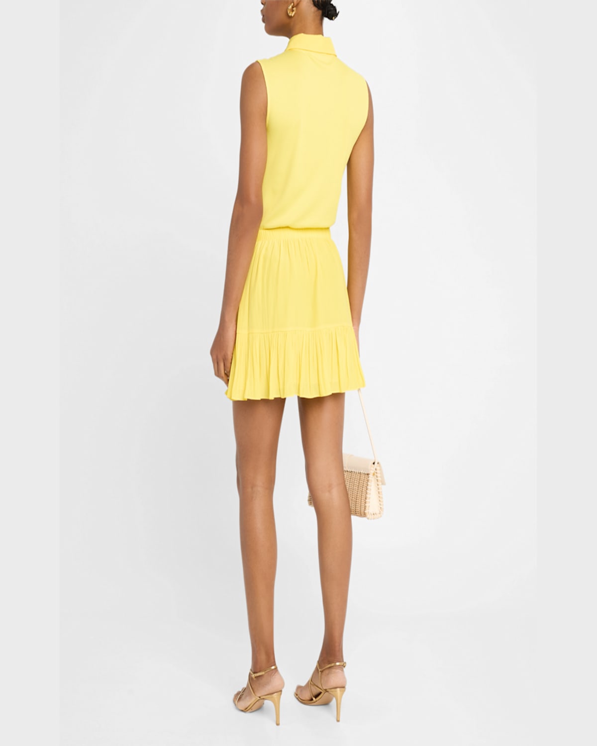 Shop Ramy Brook Odette Sleeveless Button-front Mini Dress In Lemon Drop