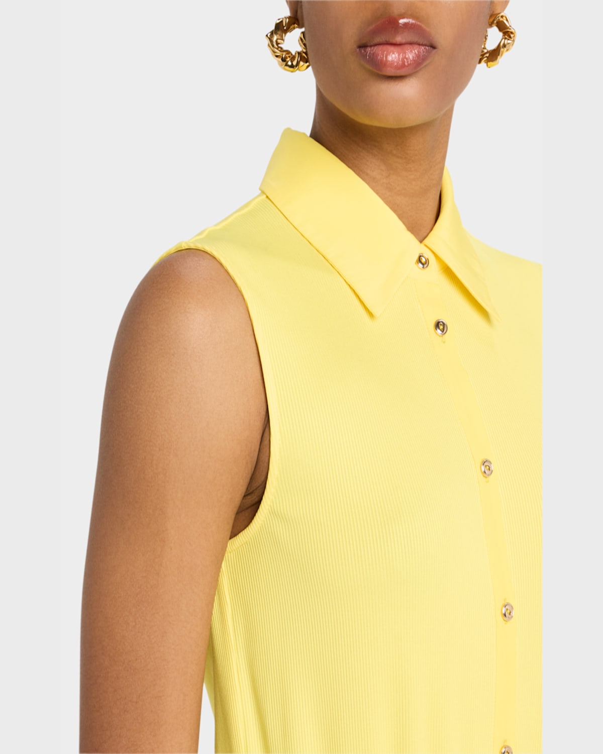 Shop Ramy Brook Odette Sleeveless Button-front Mini Dress In Lemon Drop