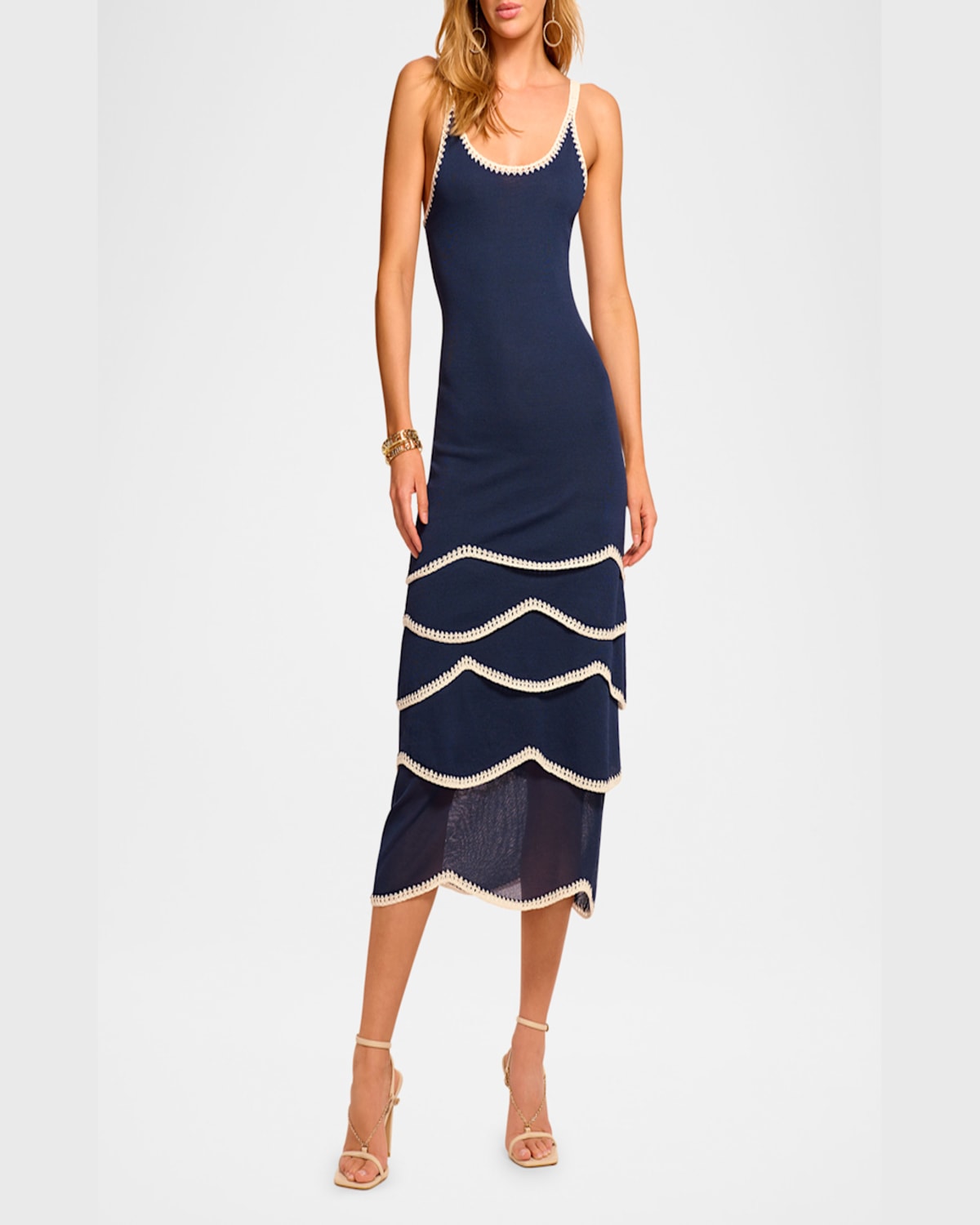 Shop Ramy Brook Aurelia Midi Dress In Spring Navy Wave