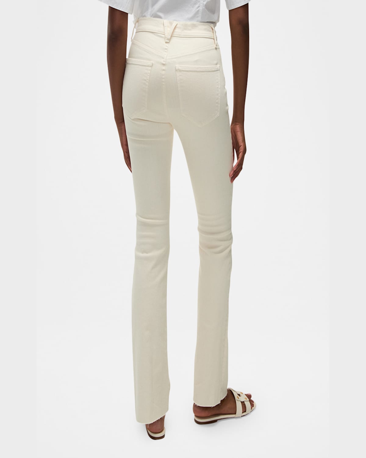 Veronica Beard Cameron Raw Hem Bootcut Jeans In Ecru