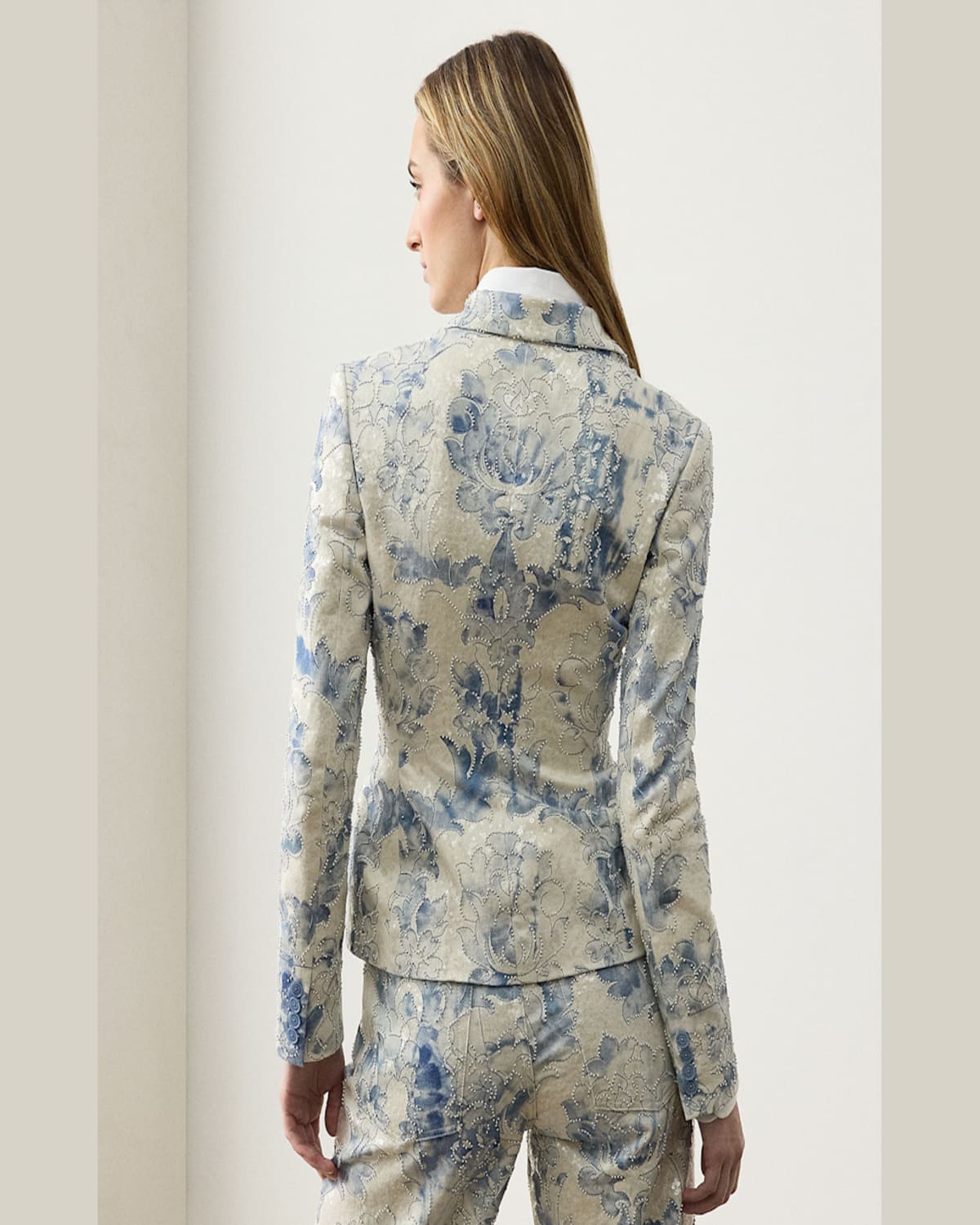 Ralph Lauren Amory Beaded Denim Single-breasted Jacket In Blue Mu