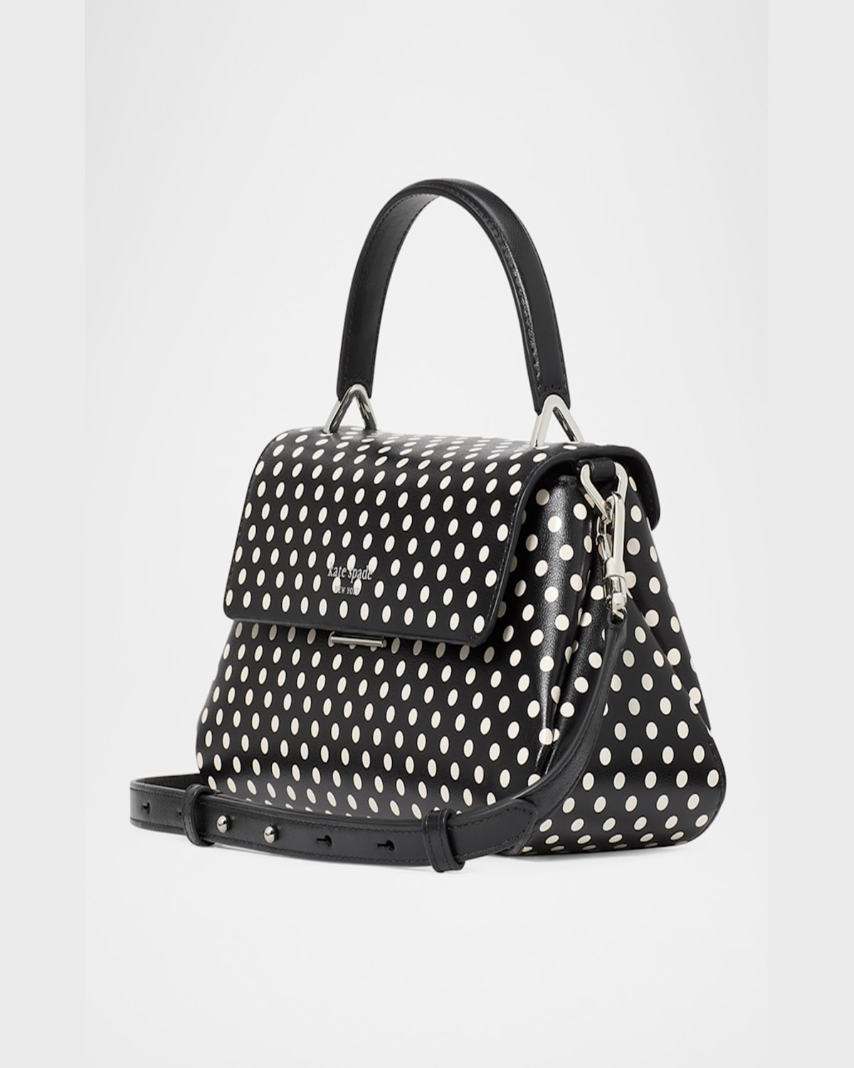 Kate Spade New York Grace Dot Fine Leather Top Handle Bag In Black Multi.