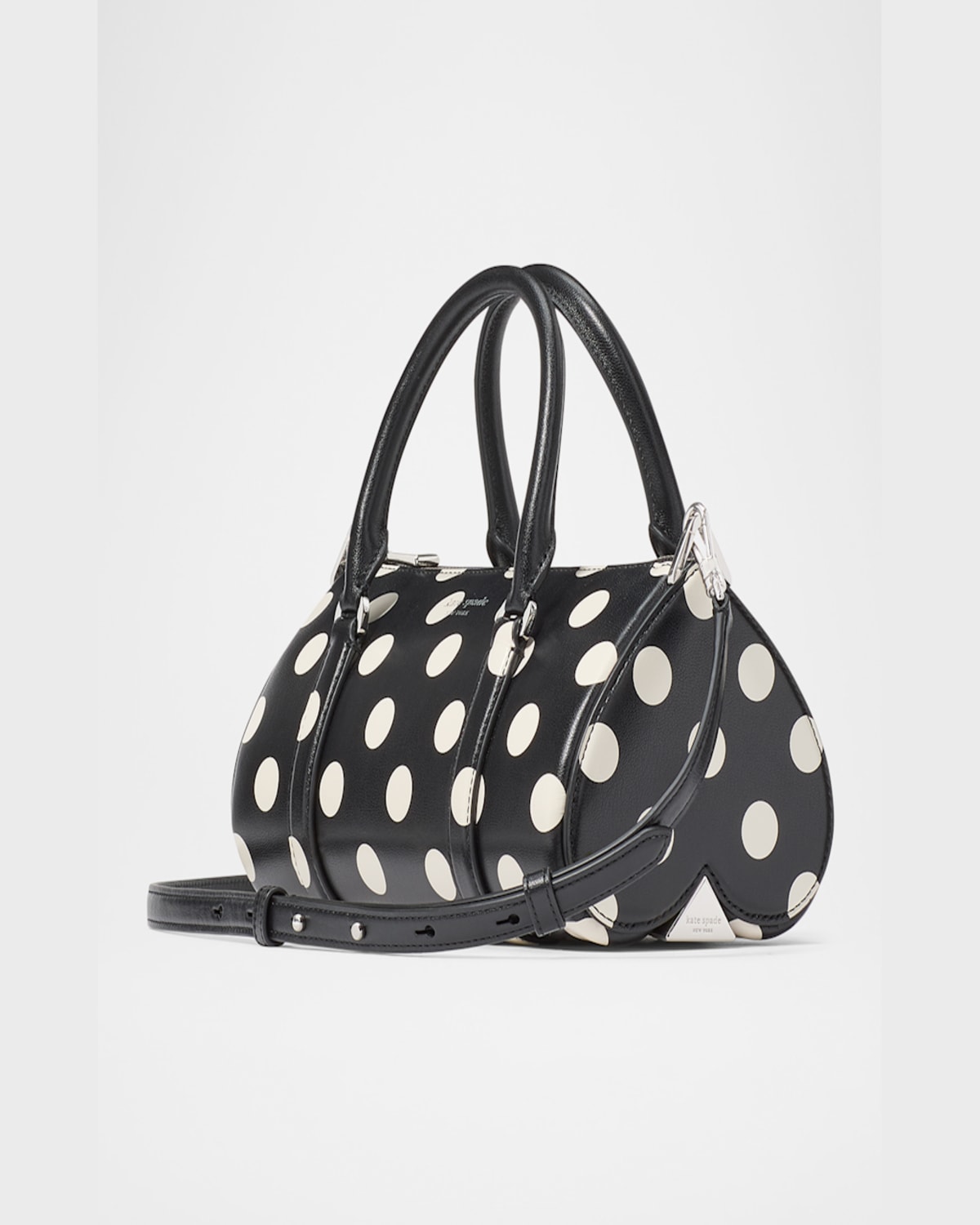 Kate Spade Spade Icon Small Polka Dot Leather Barrel Top-handle Bag In Black Multi.