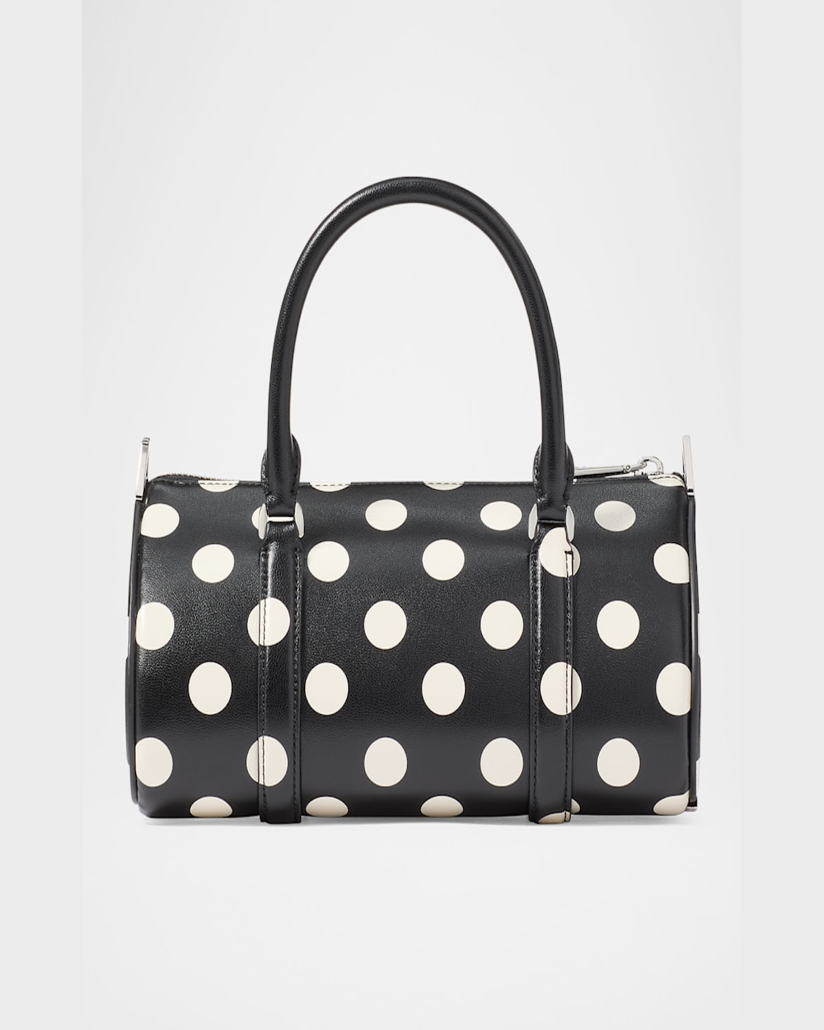 Kate Spade Spade Icon Small Polka Dot Leather Barrel Top-handle Bag In Black Multi.