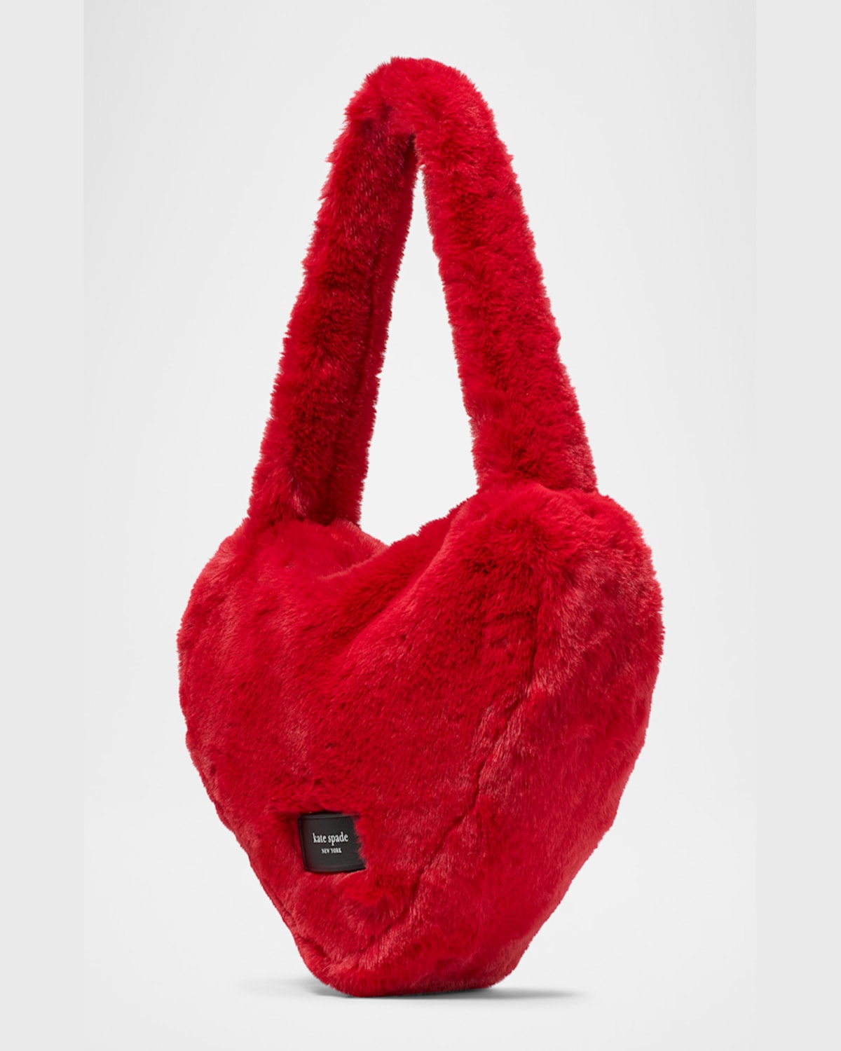 Kate Spade Luver Heart Faux Fur Tote Bag In Cherry Rouge