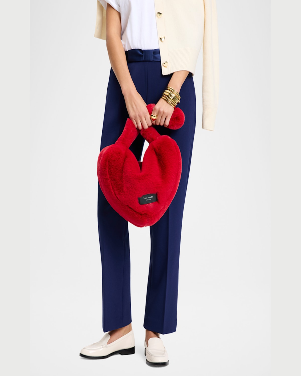 Kate Spade Luver Heart Faux Fur Tote Bag In Cherry Rouge