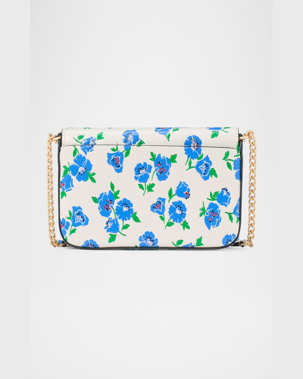 Kate Spade Devin Springtime Blooms Leather Wallet On Chain In Cream Multi