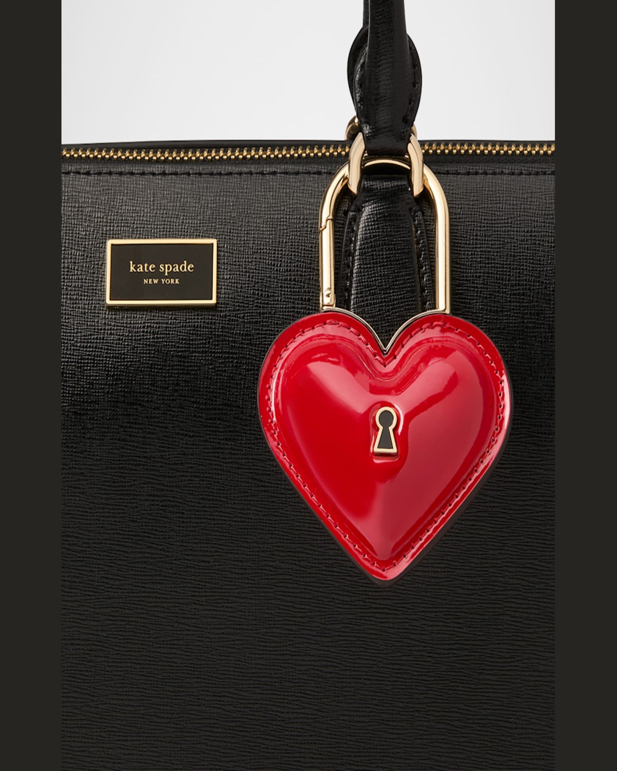 Kate Spade Key To My Heart Patent Faux Leather Bag Charm In Cherry Rouge