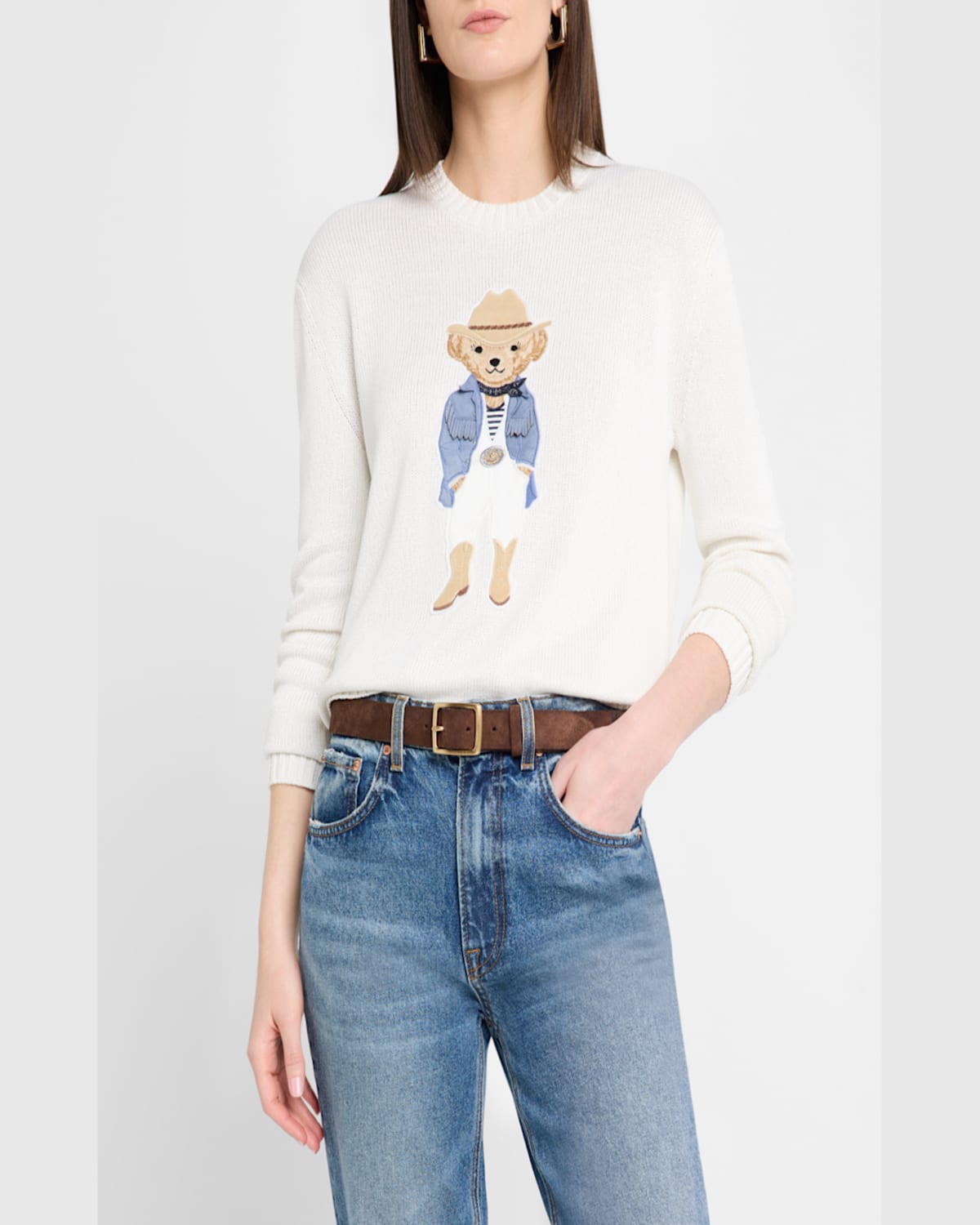 Ralph Lauren Bear Silk Long Sleeve Sweater