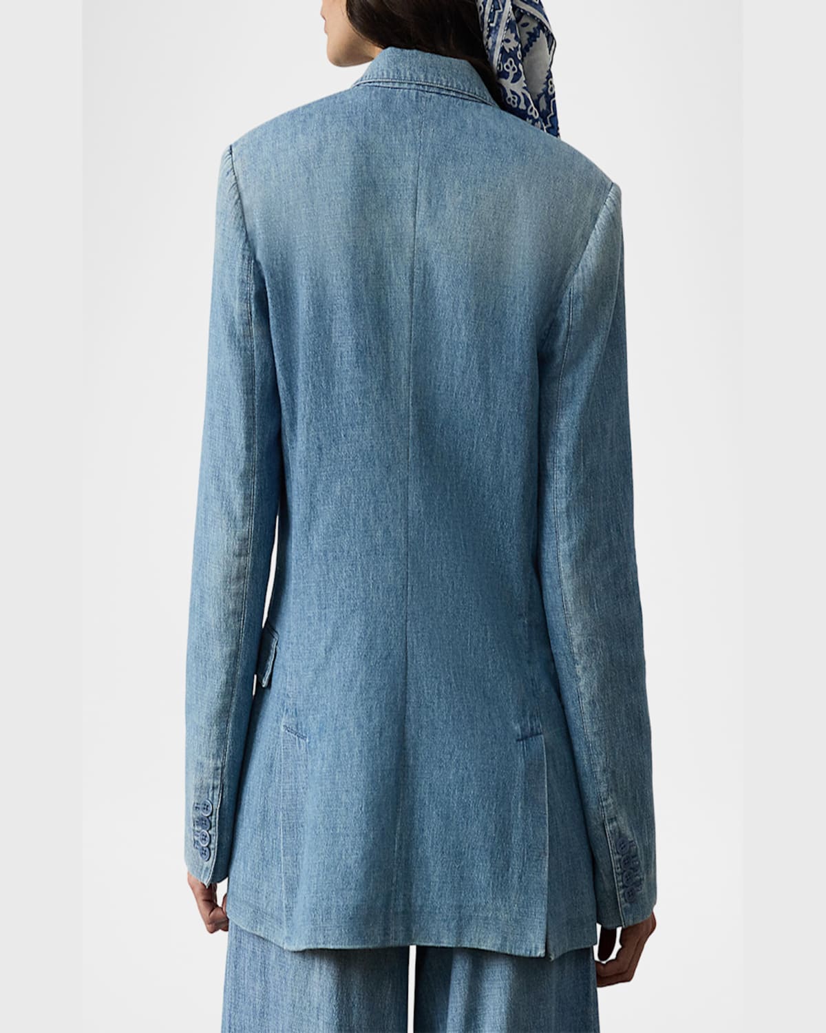 Shop Ralph Lauren Russel Denim Single-breasted Jacket In Blue