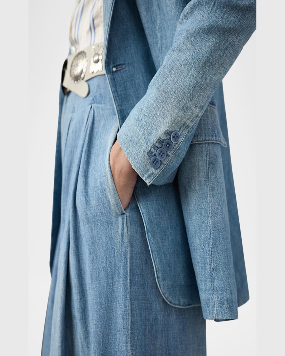 Shop Ralph Lauren Russel Denim Single-breasted Jacket In Blue
