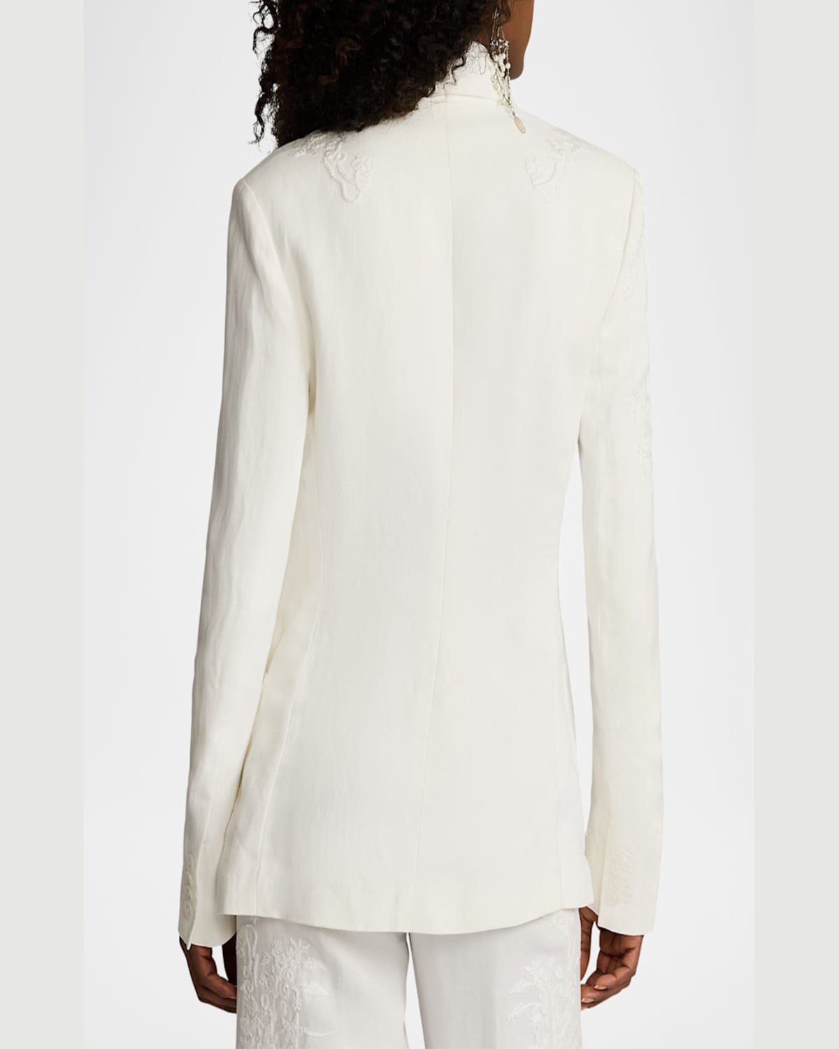 Shop Ralph Lauren Collen Embroidered Double-breasted Jacket In Prchmnt Cr