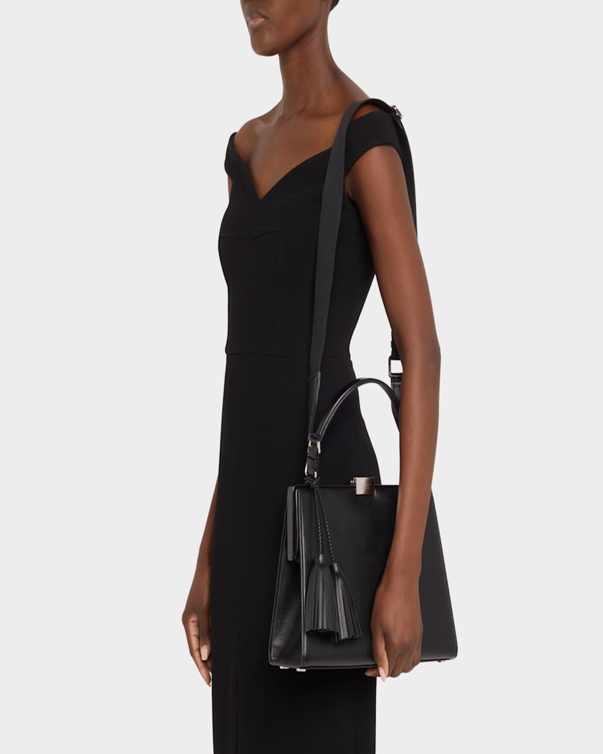 Michael Kors Simone Frame Leather Shoulder Bag In Black