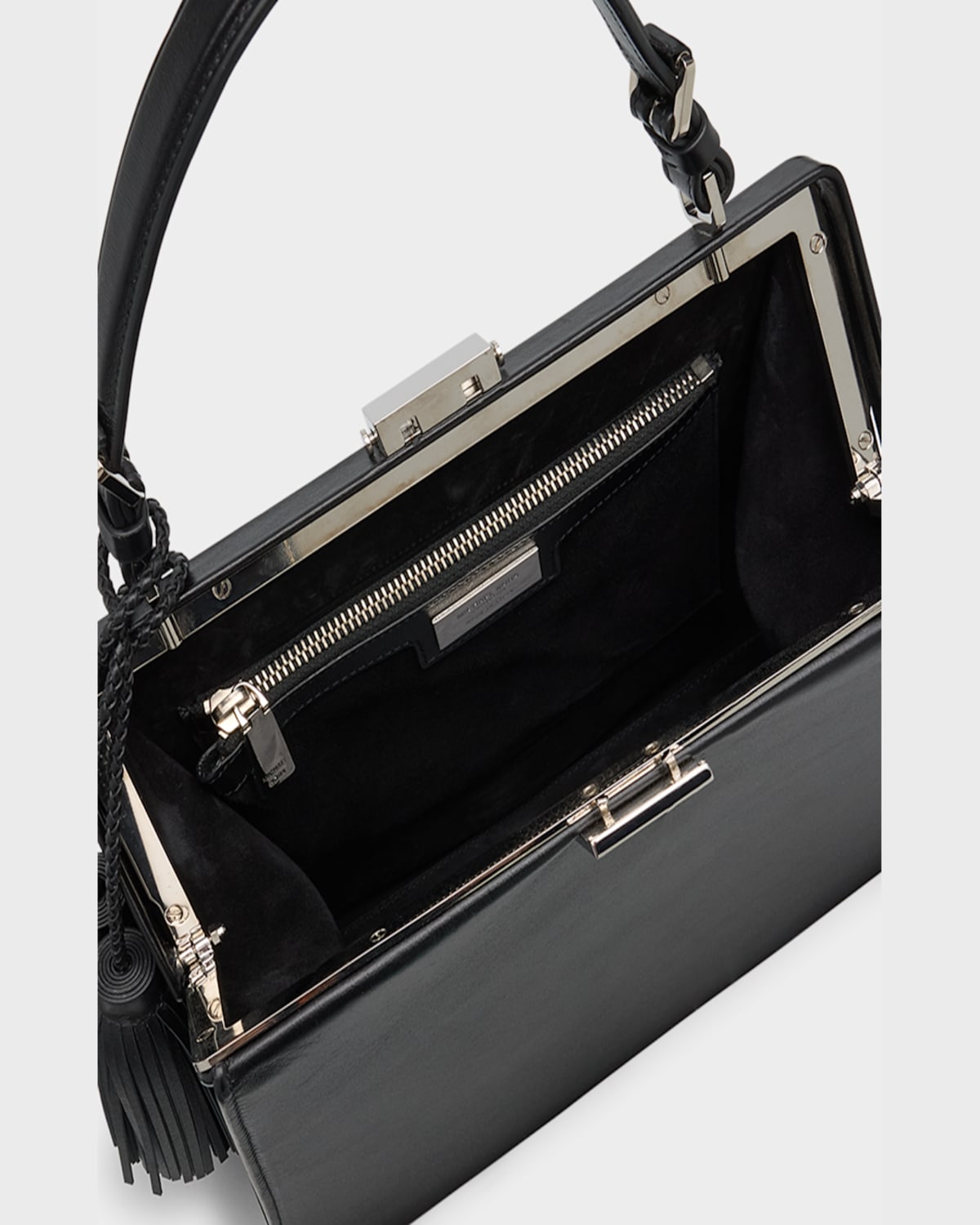Michael Kors Simone Frame Leather Shoulder Bag In Black