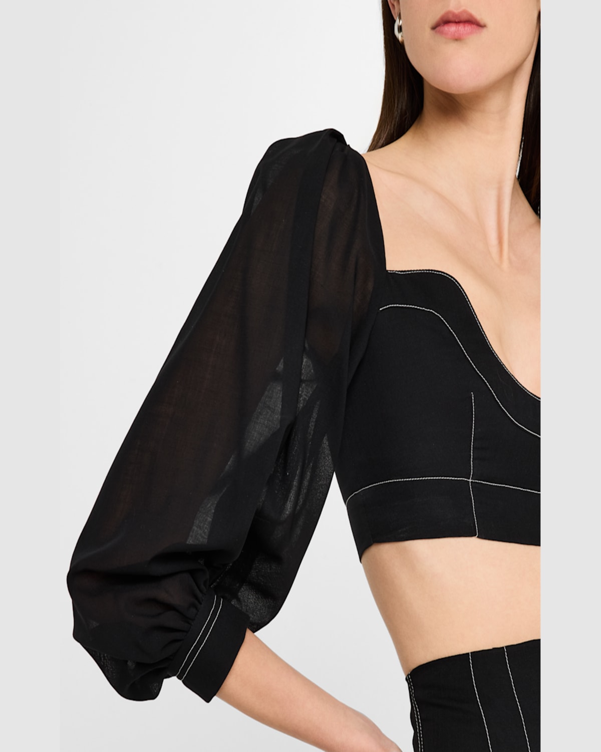 Philosophy Di Lorenzo Serafini Bishop-sleeves Crop Top In Multi Black