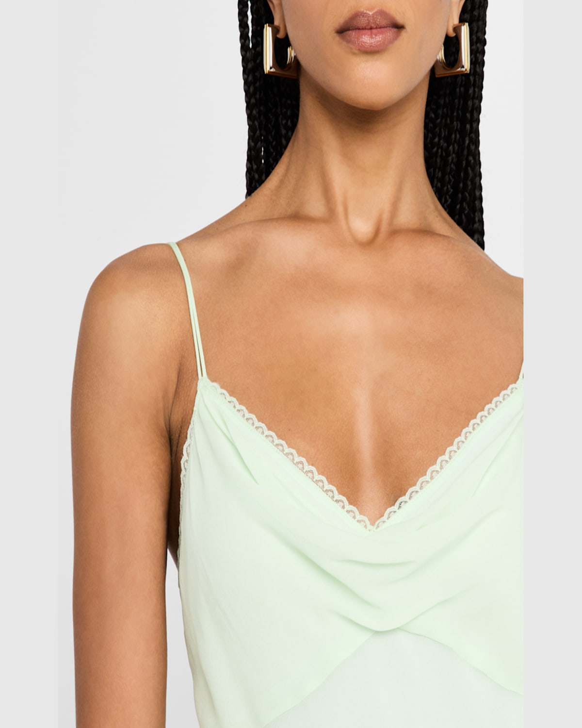 Shop Loveshackfancy Chesley High-low Slip Dress In Washed Sage