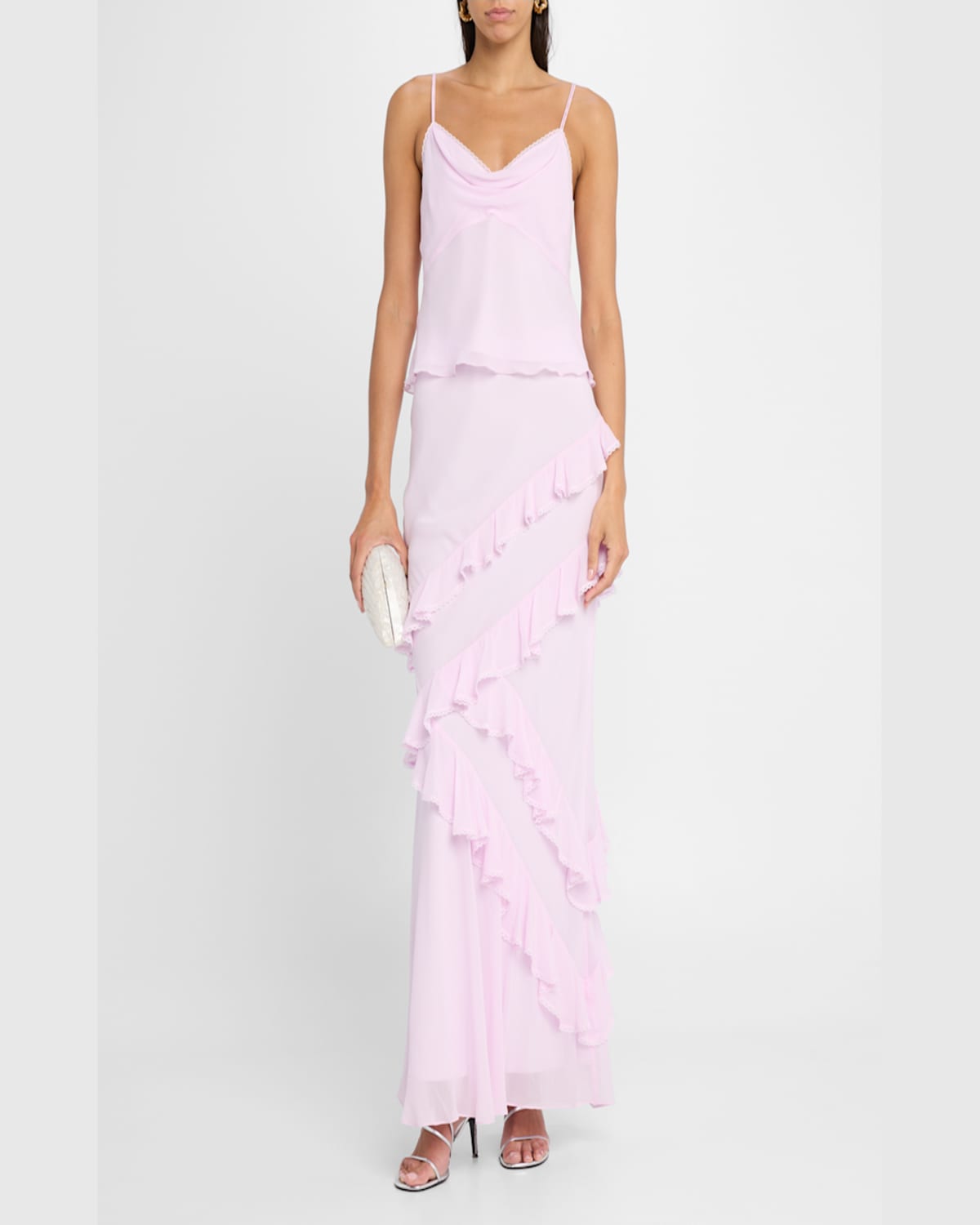 Loveshackfancy Mitnessa Asymmetric Ruffle Maxi Skirt In Soft Lilac