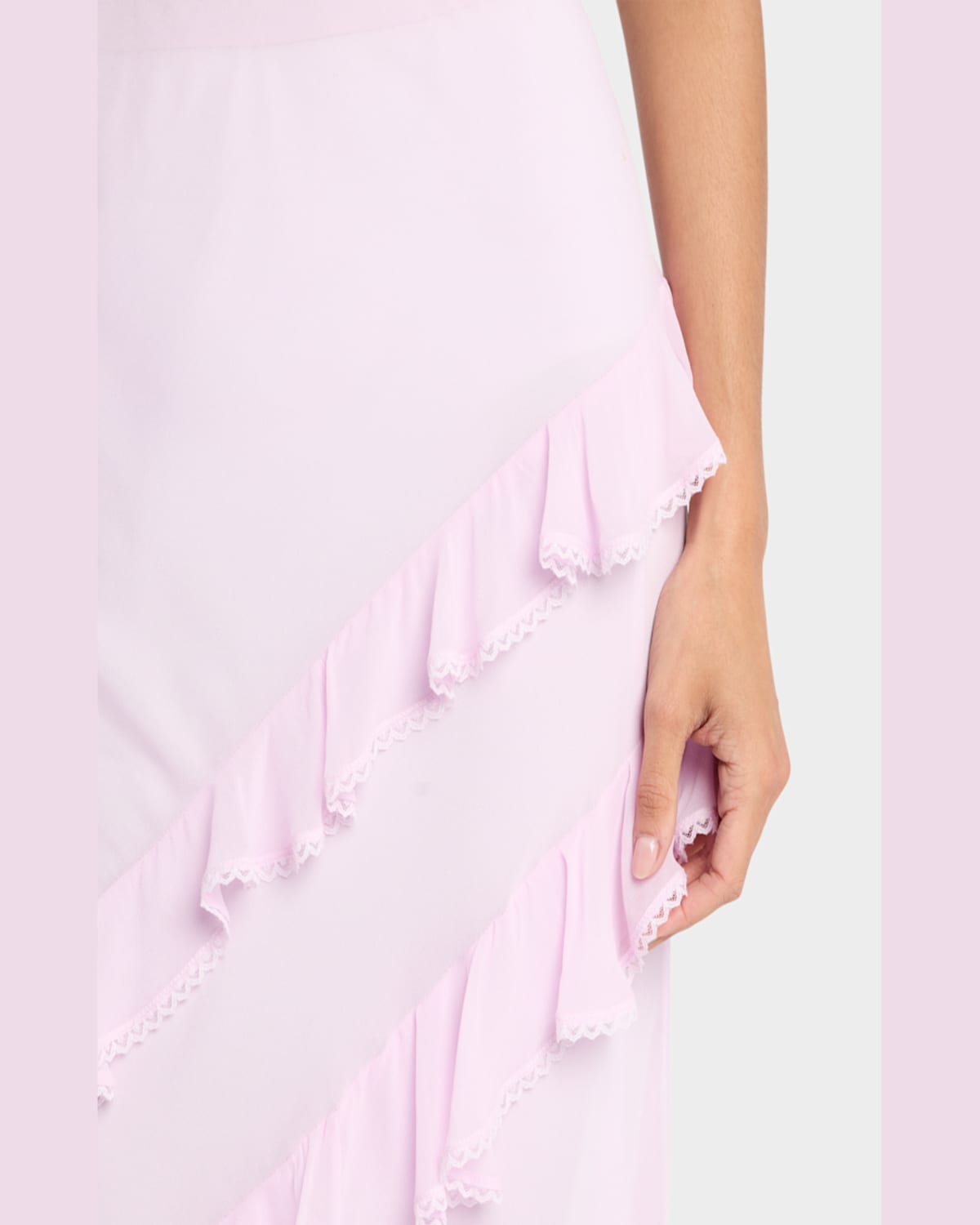 Loveshackfancy Mitnessa Asymmetric Ruffle Maxi Skirt In Soft Lilac